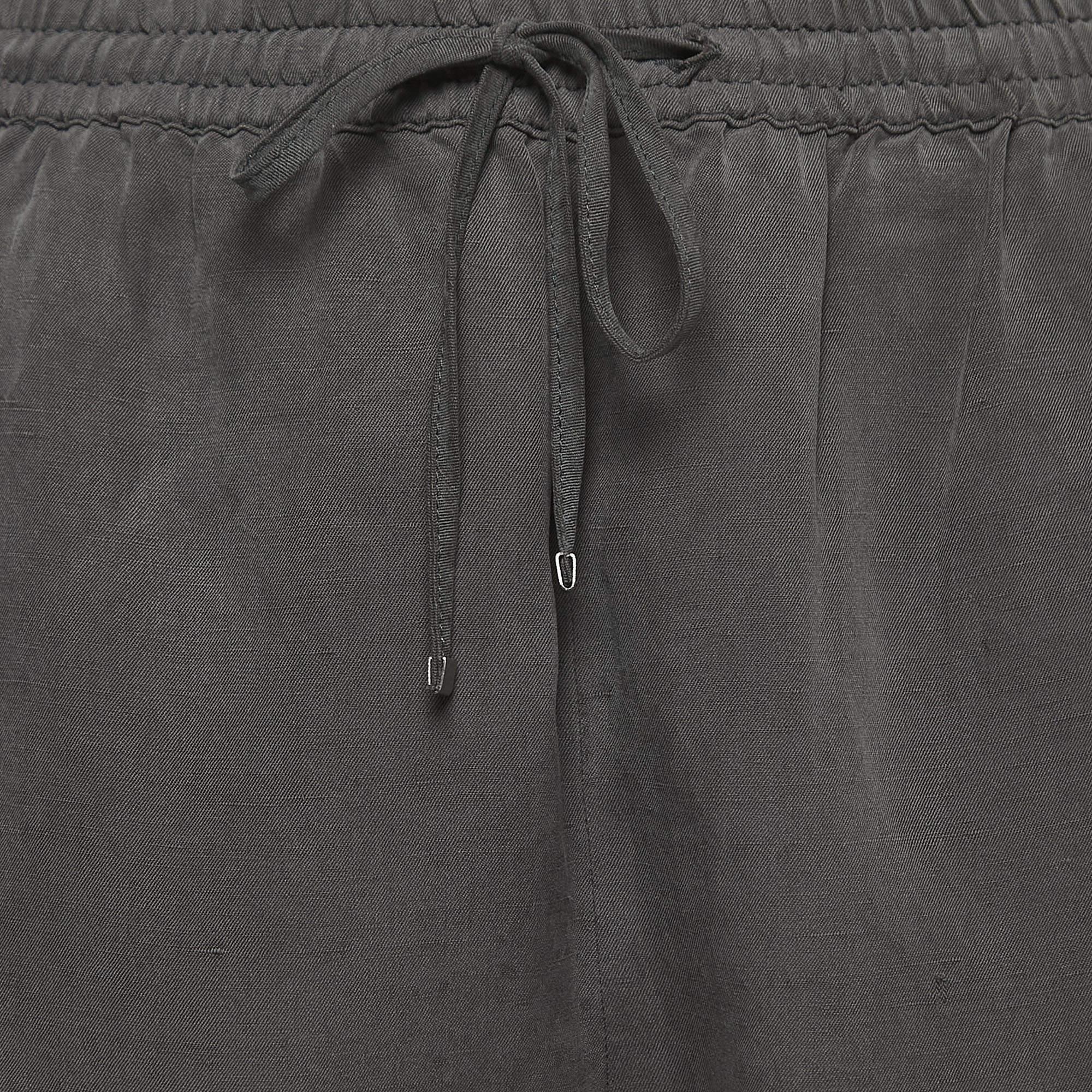 Noir Weekend Max Mara - Pantalon à cordon coulissant en soie grise S en vente