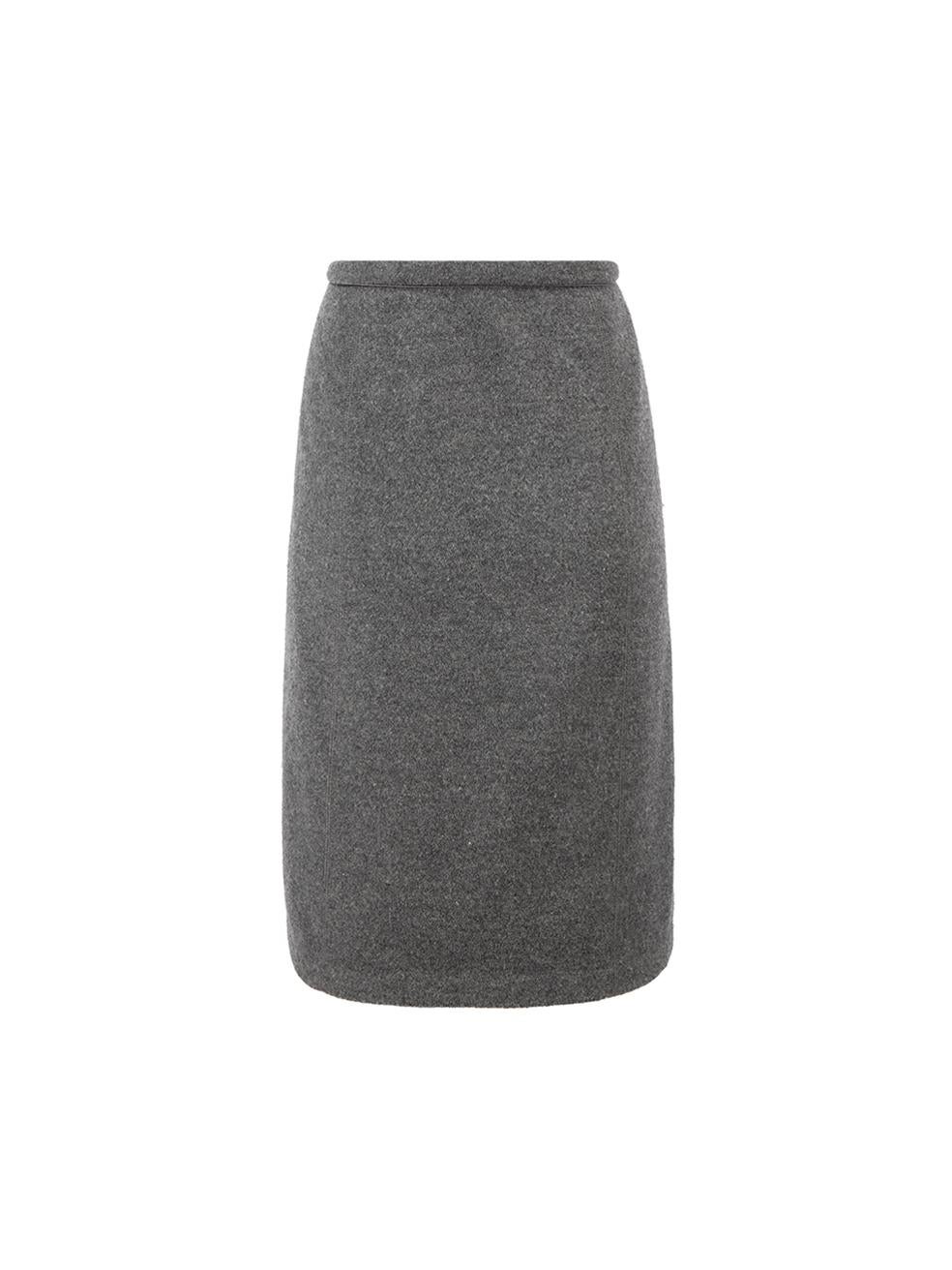Weekend Max Mara Grey Wool Mini Skirt Size XL In Good Condition In London, GB