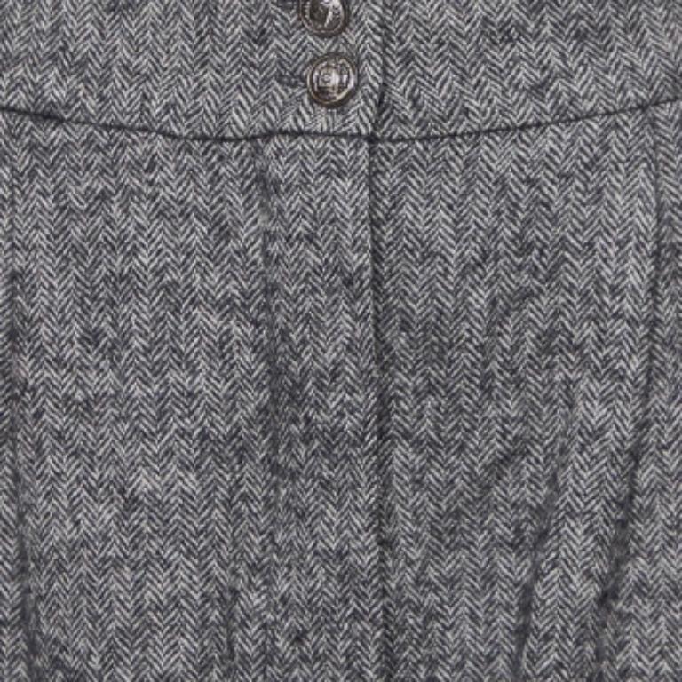 Weekend Max Mara Grey Zig Zag Wool Knee Length Skirt S For Sale 2