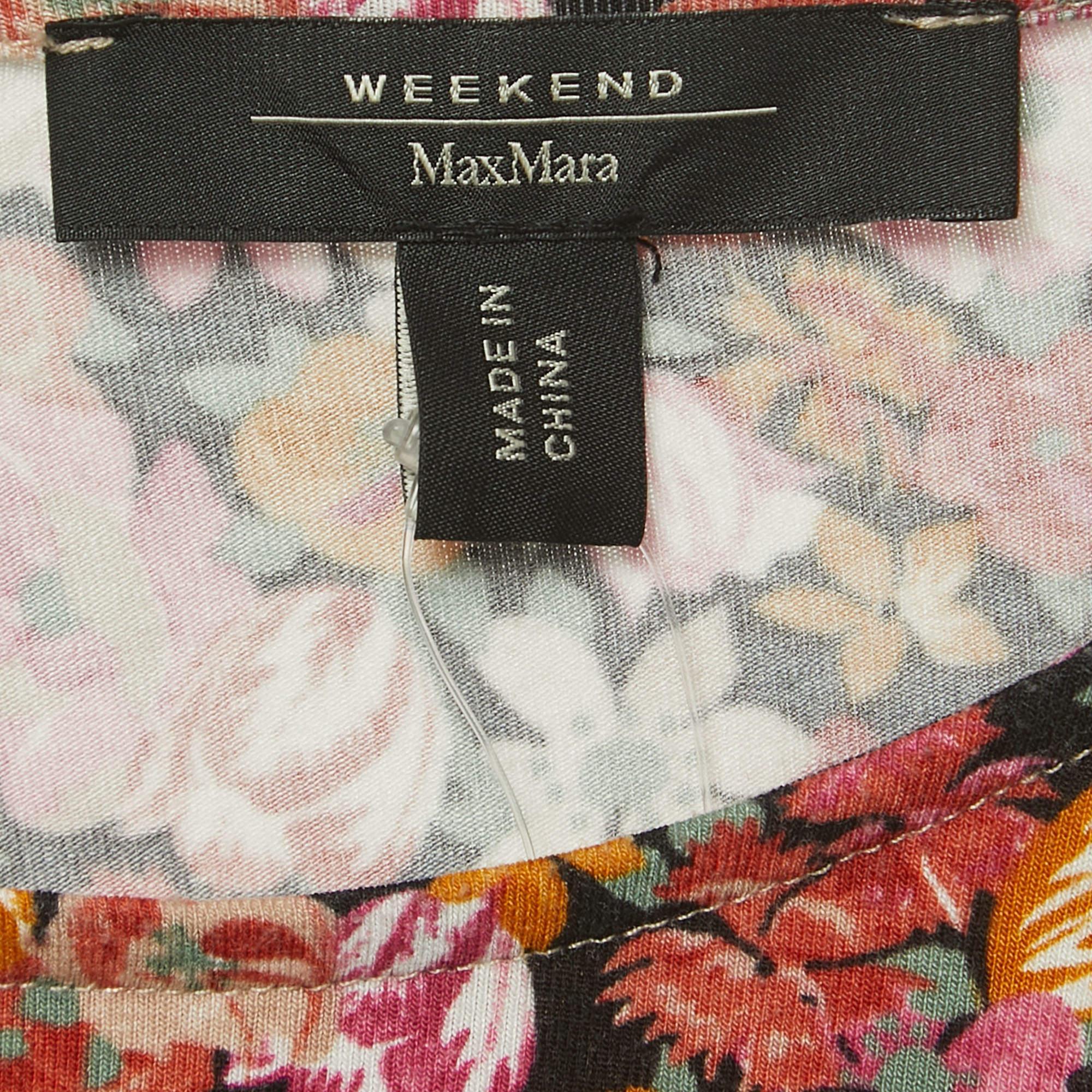 Weekend Max Mara Multicolor Floral Printed Jersey Top L For Sale 1