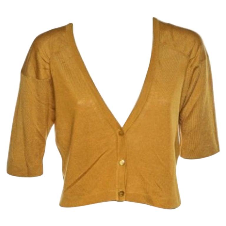 Weekend Max Mara Mustard Yellow Silk 
Linen Cropped Cardigan L