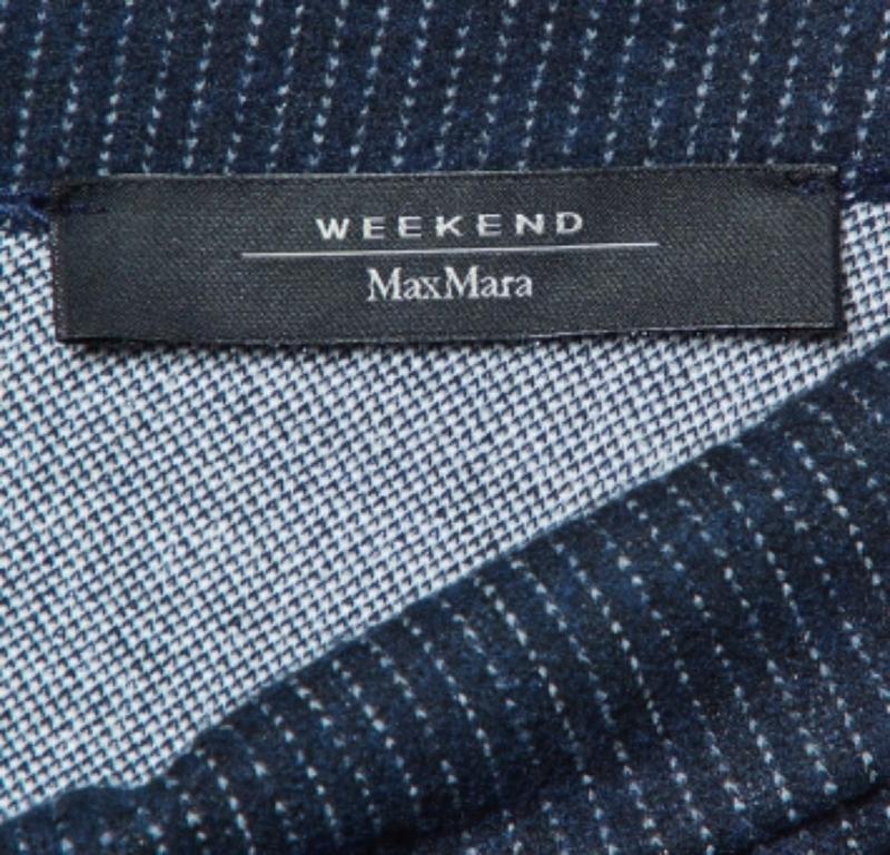 Weekend Max Mara Marineblau gestreiftes Woll-Strick-Midikleid M (Schwarz)
