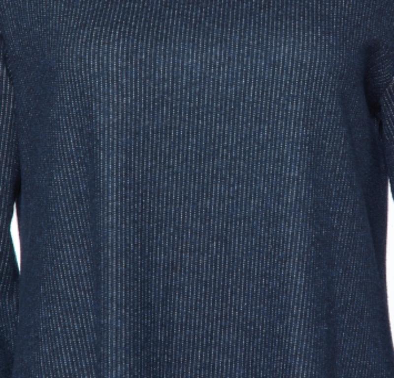 Weekend Max Mara Marineblau gestreiftes Woll-Strick-Midikleid M im Zustand „Gut“ in Dubai, Al Qouz 2