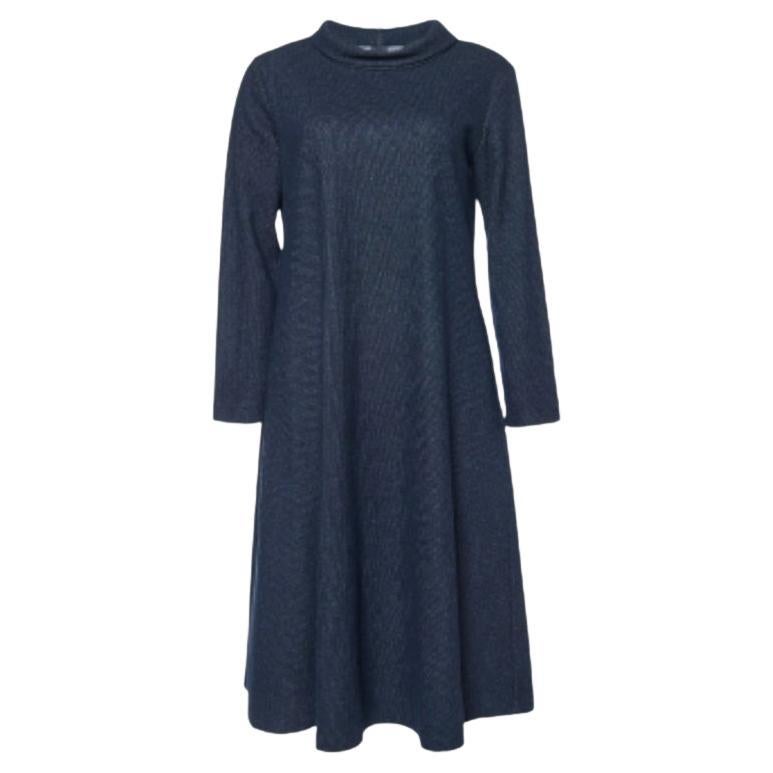 Weekend Max Mara Marineblau gestreiftes Woll-Strick-Midikleid M