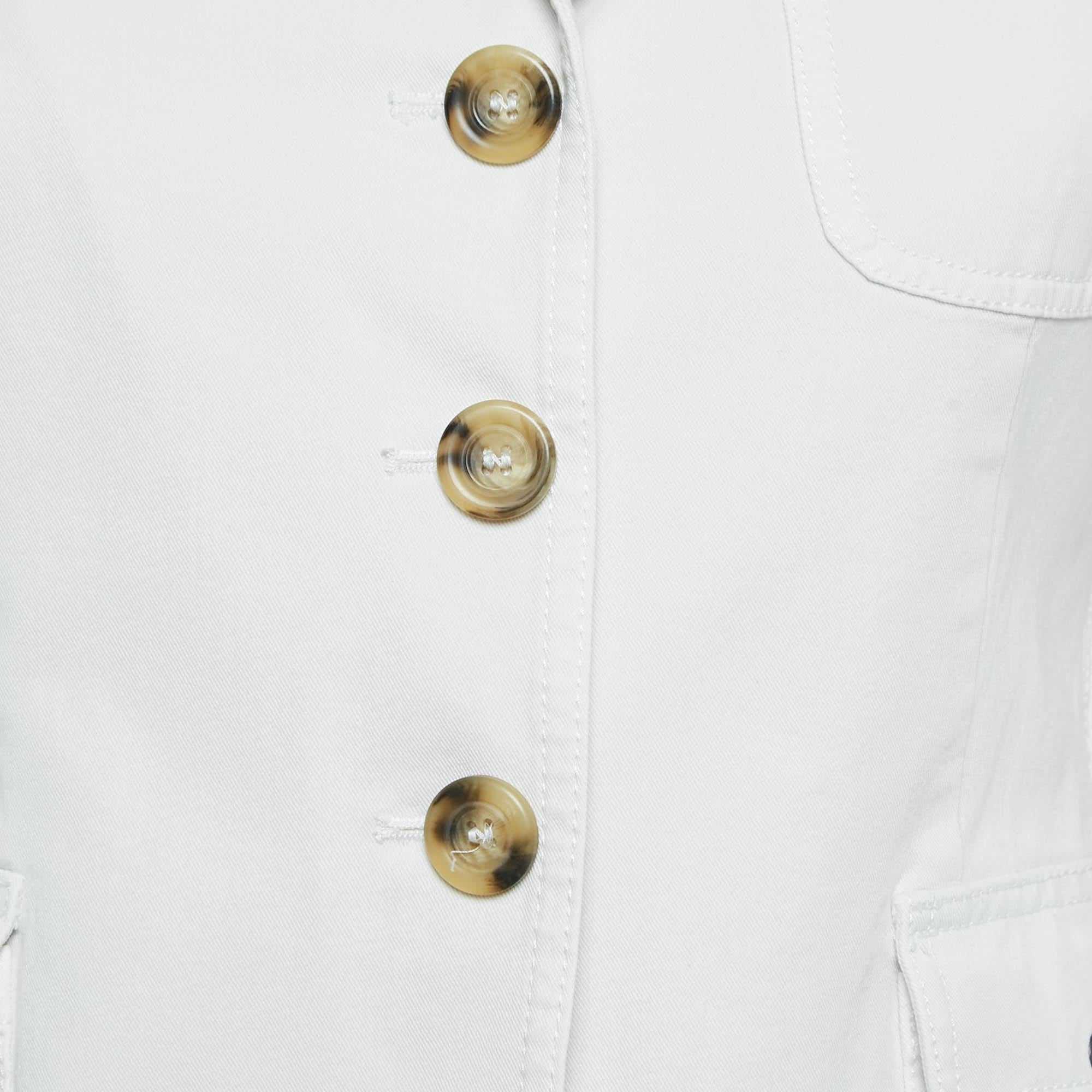 Gray Weekend Max Mara Off White Gabardine Button Front Jacket M For Sale