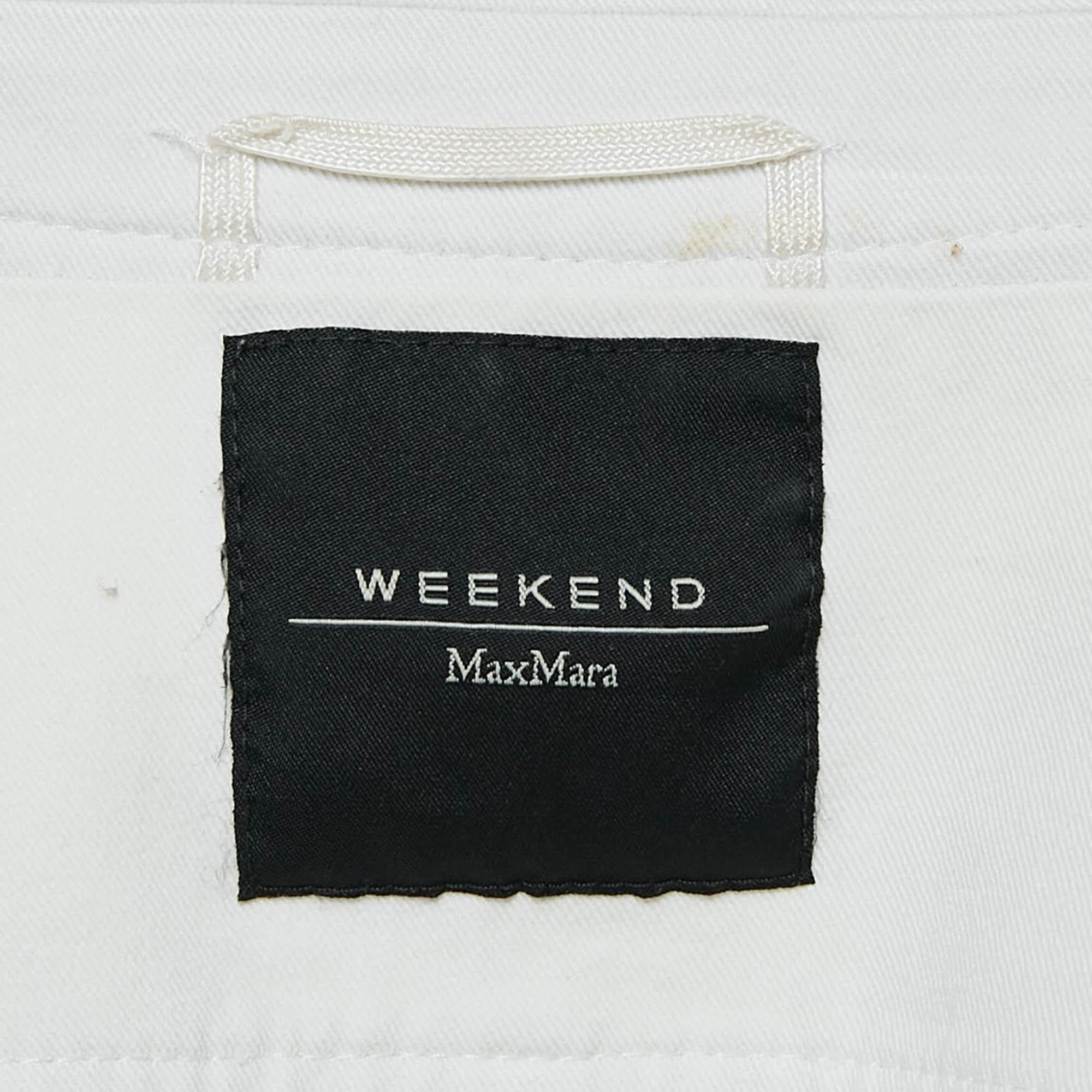 Women's Weekend Max Mara Off White Gabardine Button Front Jacket M For Sale
