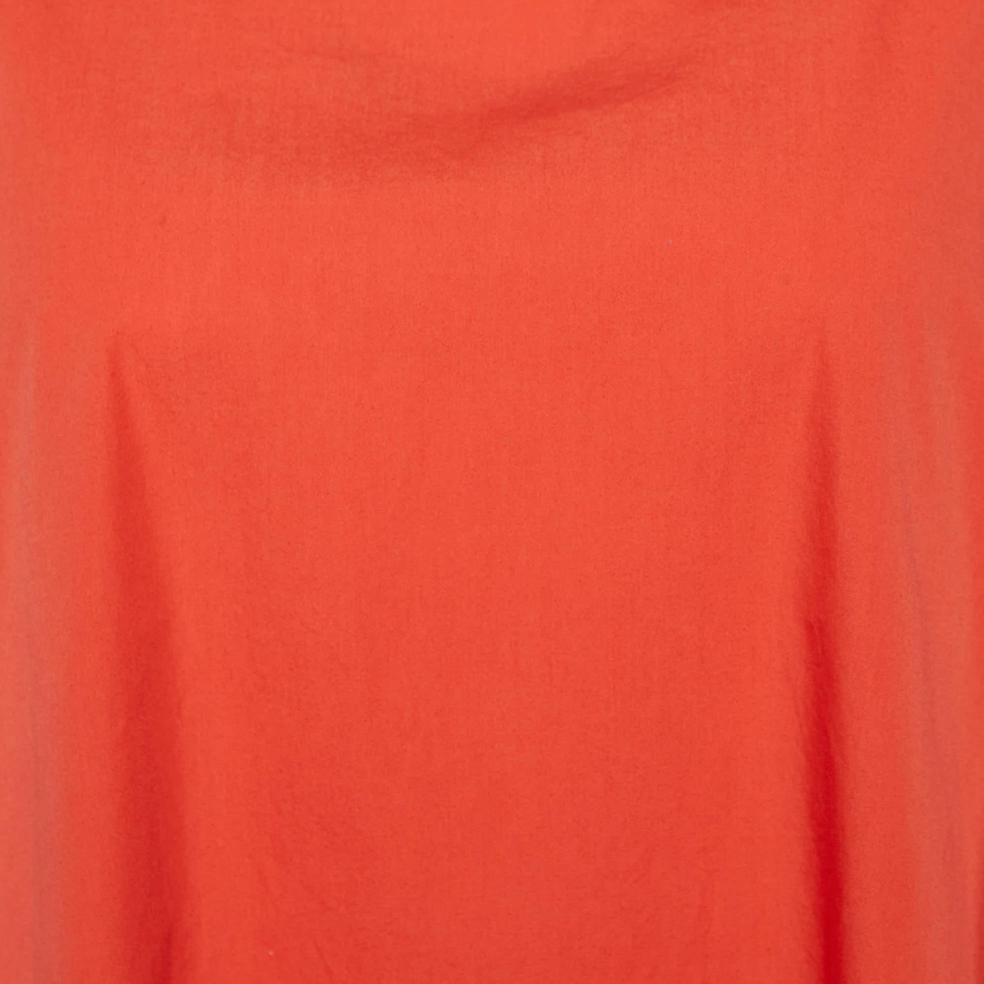 Red Weekend Max Mara Orange Cotton Shirred Sleeve Mini Dress M