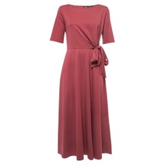Weekend Max Mara Pink Jersey Tie Detail Geranio Midi Dress M