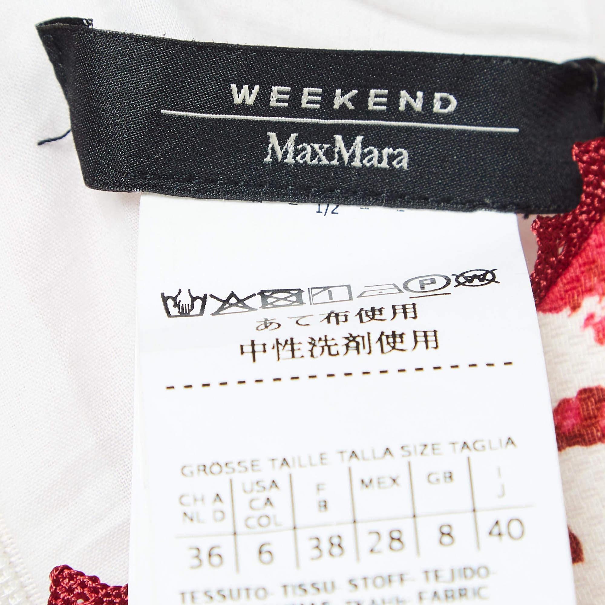 Women's Weekend Max Mara Red Floral Printed Cotton Sleeveless Alfiere Dress S For Sale