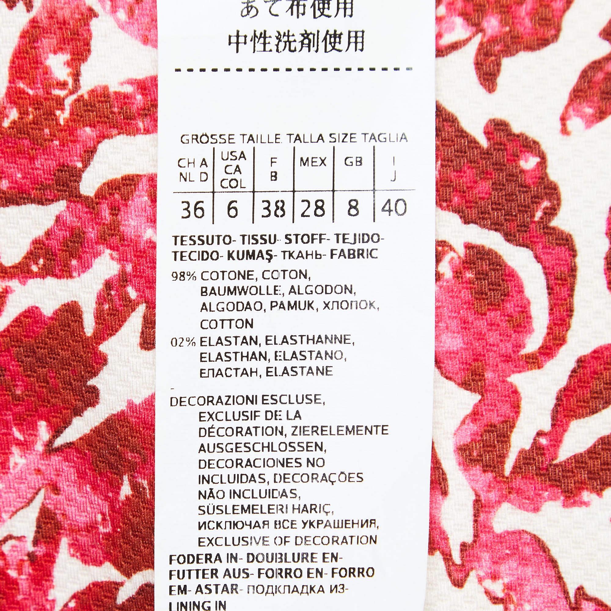 Weekend Max Mara Red Floral Printed Cotton Sleeveless Alfiere Dress S For Sale 1