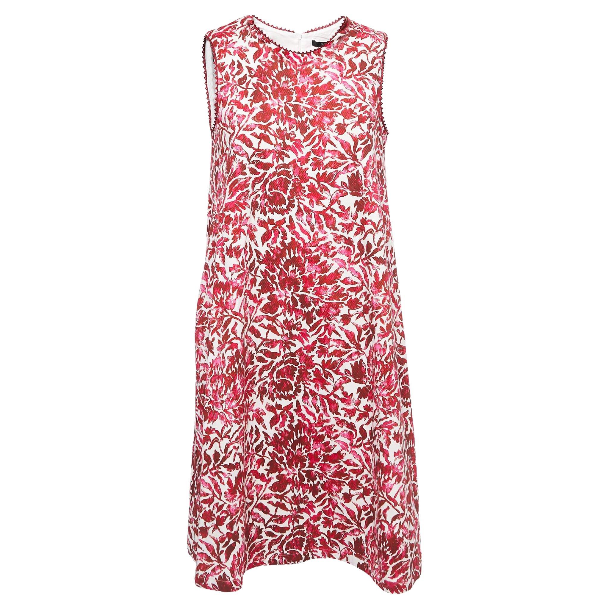 Weekend Max Mara Red Floral Printed Cotton Sleeveless Midi Dress S For ...