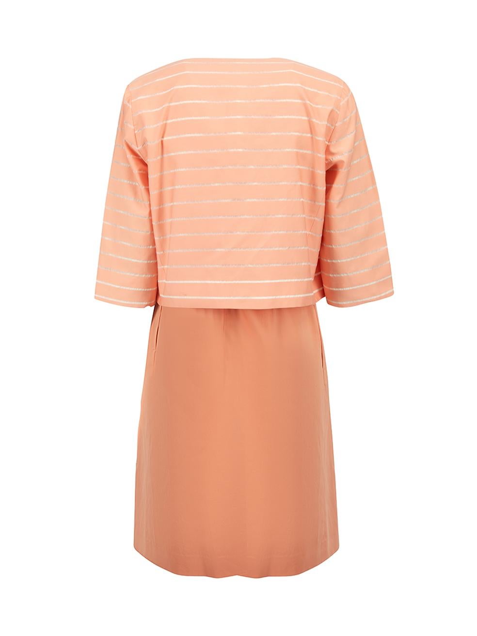 Orange Weekend Max Mara Salmon Pink Cotton Dress with Jacket Size L For Sale