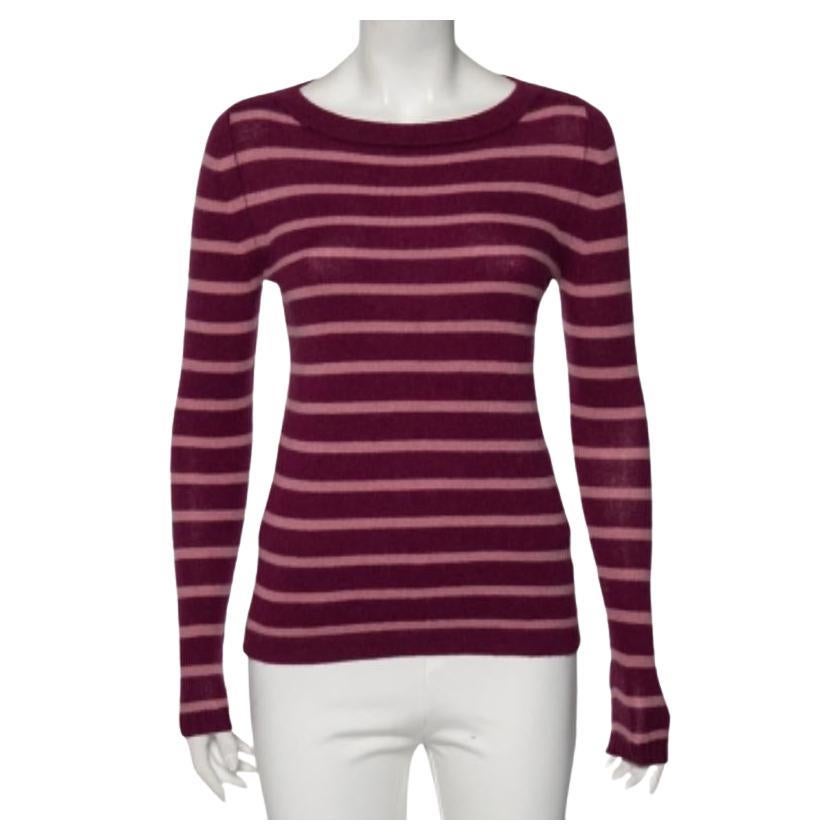 Fin de semana Max Mara Jersey rayas púrpura Cachemira cuello redondo XS