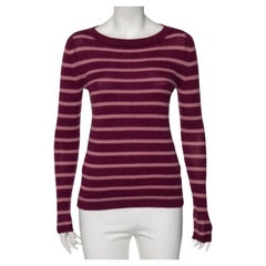Weekend Max Mara Striped Purple Cashmere Round Neck Sweater XS