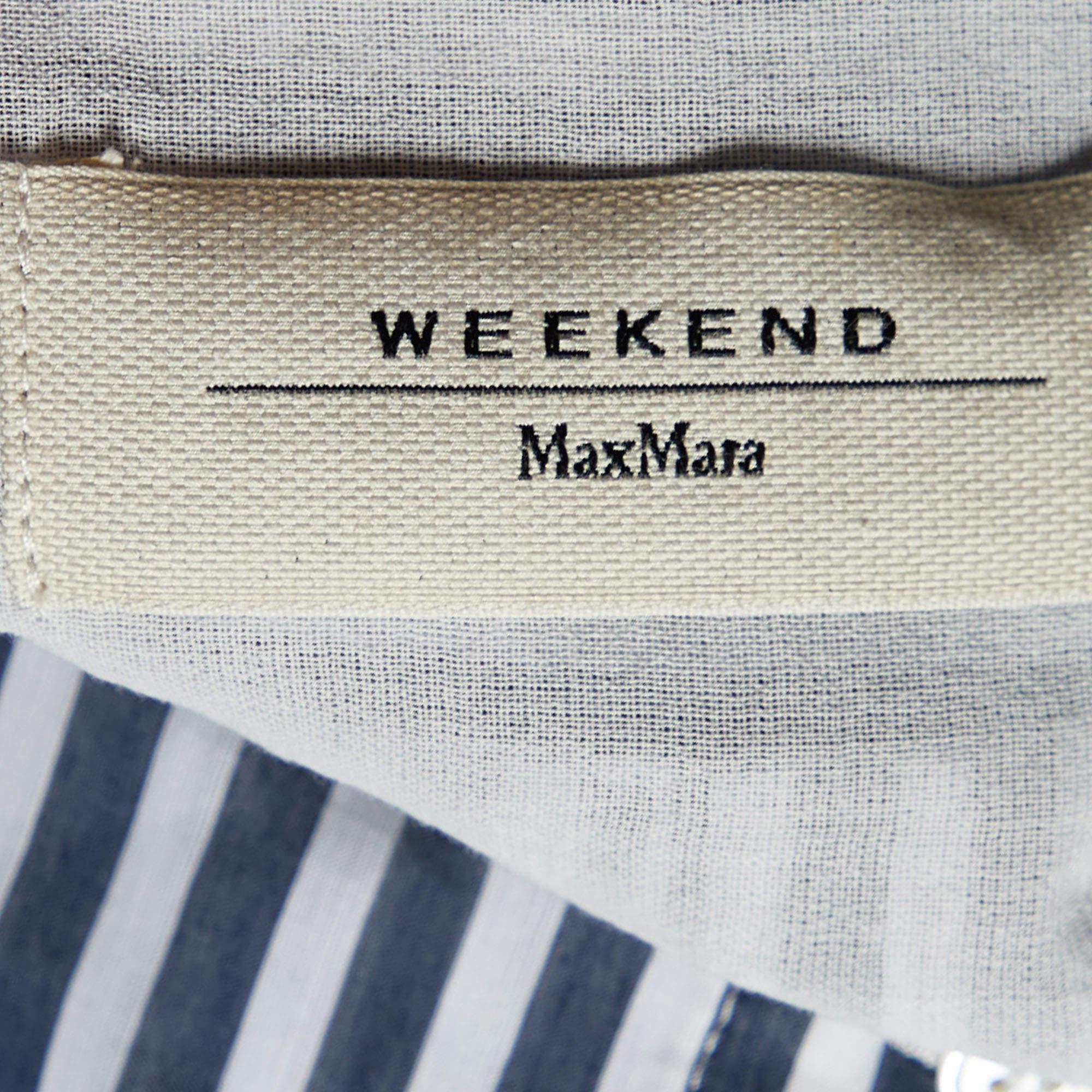 Weekend Max Mara White Cotton & Striped Overlay Detail Shirt S In Excellent Condition For Sale In Dubai, Al Qouz 2