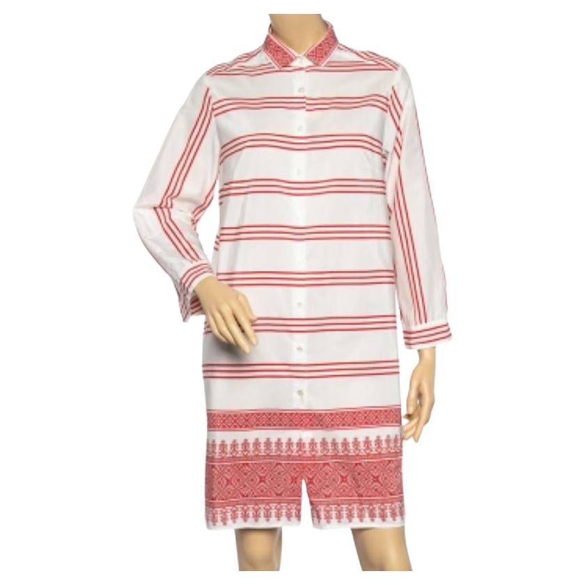 Weekend Max Mara White-Red Printed Cotton Short Shirt Dress L