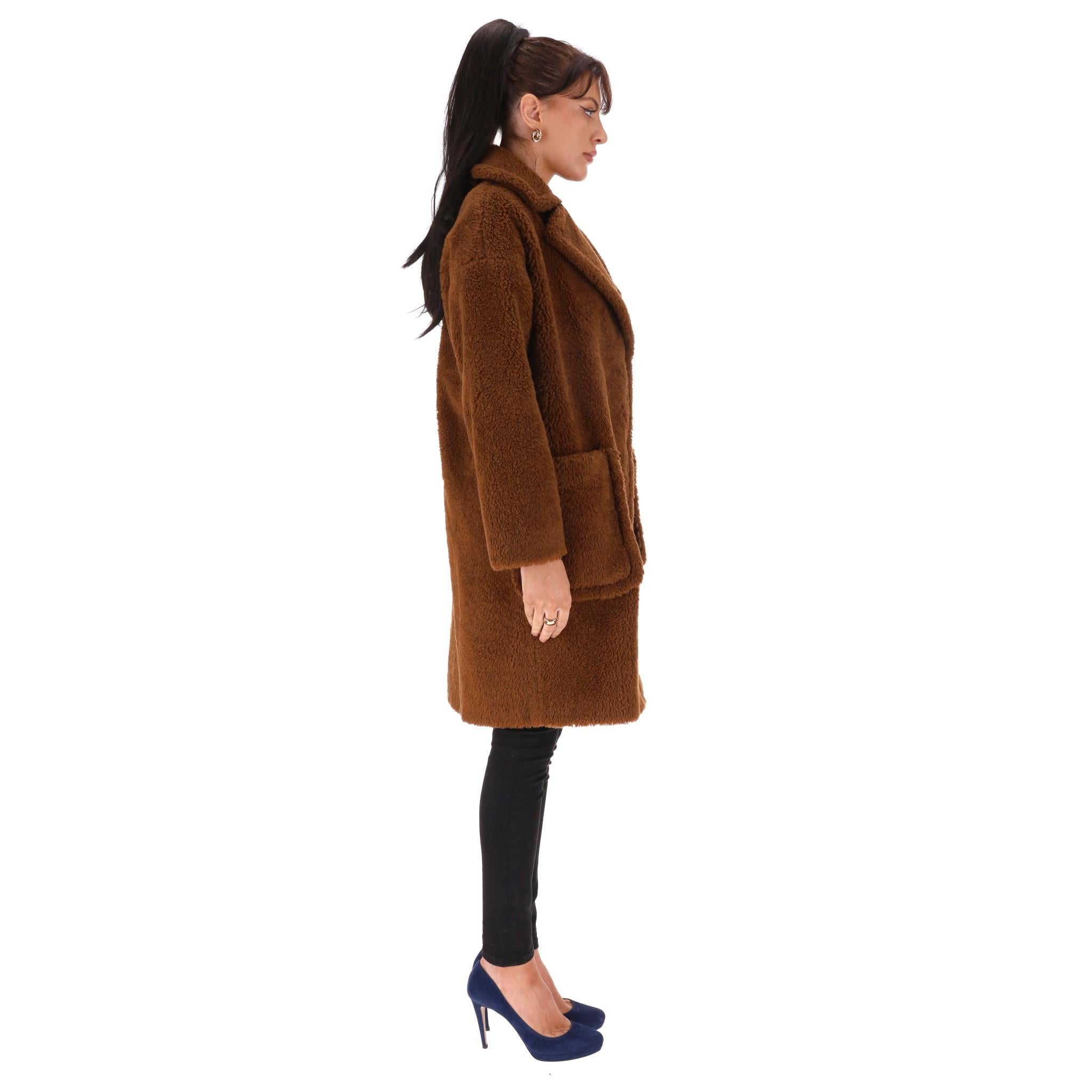 Brown Weekend Max Mara Wool Blend Teddy Coat