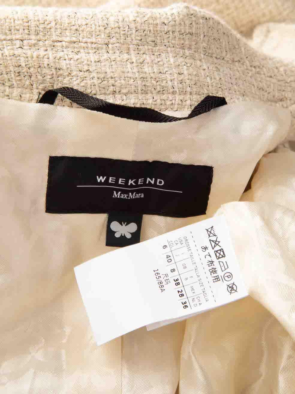 Weekend MaxMara Beige Tweed Jacket Size S In Good Condition In London, GB