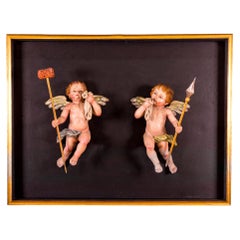 Weeping Angels, 16th Century, Polychromed and Gold Gilded Carved Wood