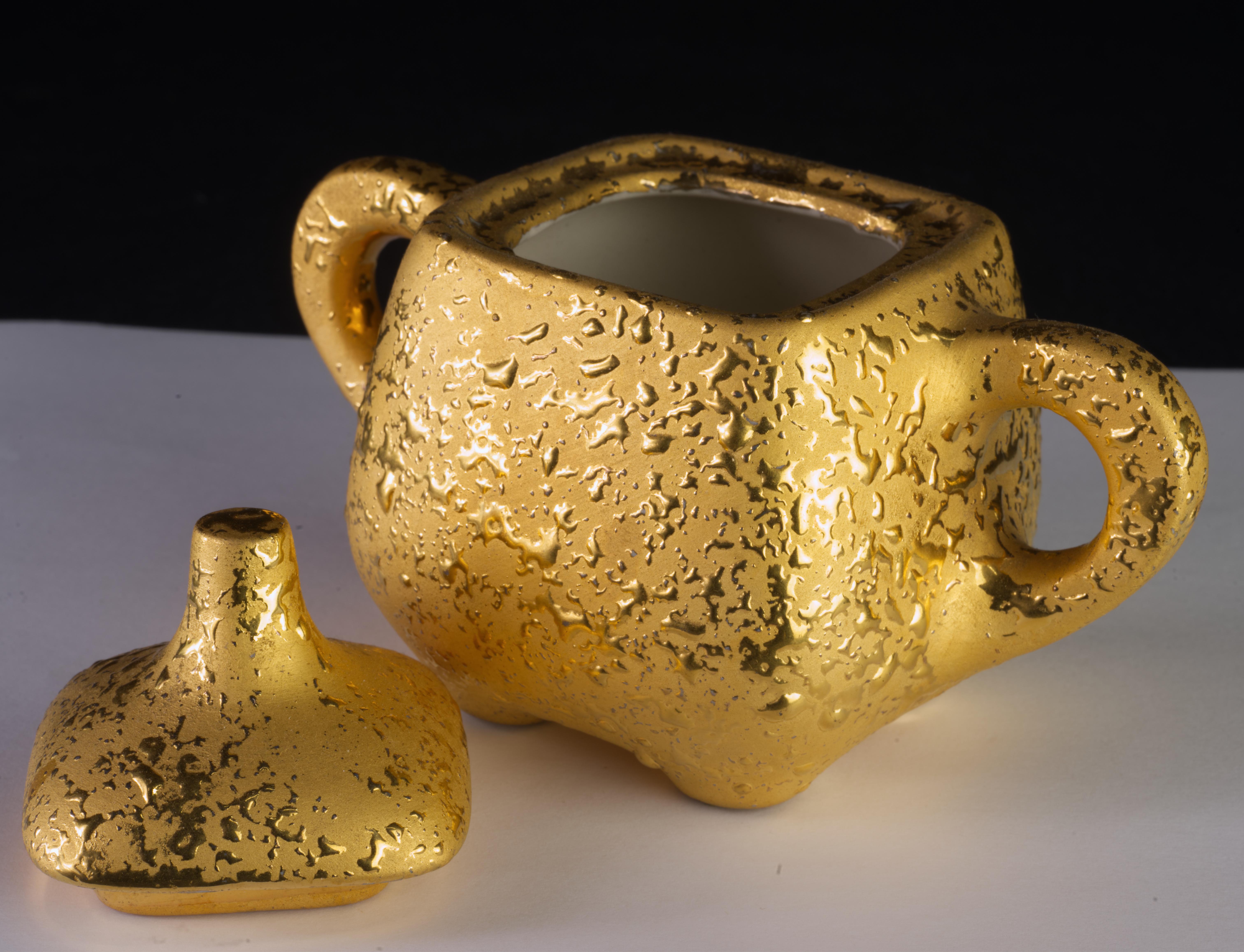 Weeping Gold Set Mid Century Modernity Crémier, Sucrier, Aiguière en vente 2