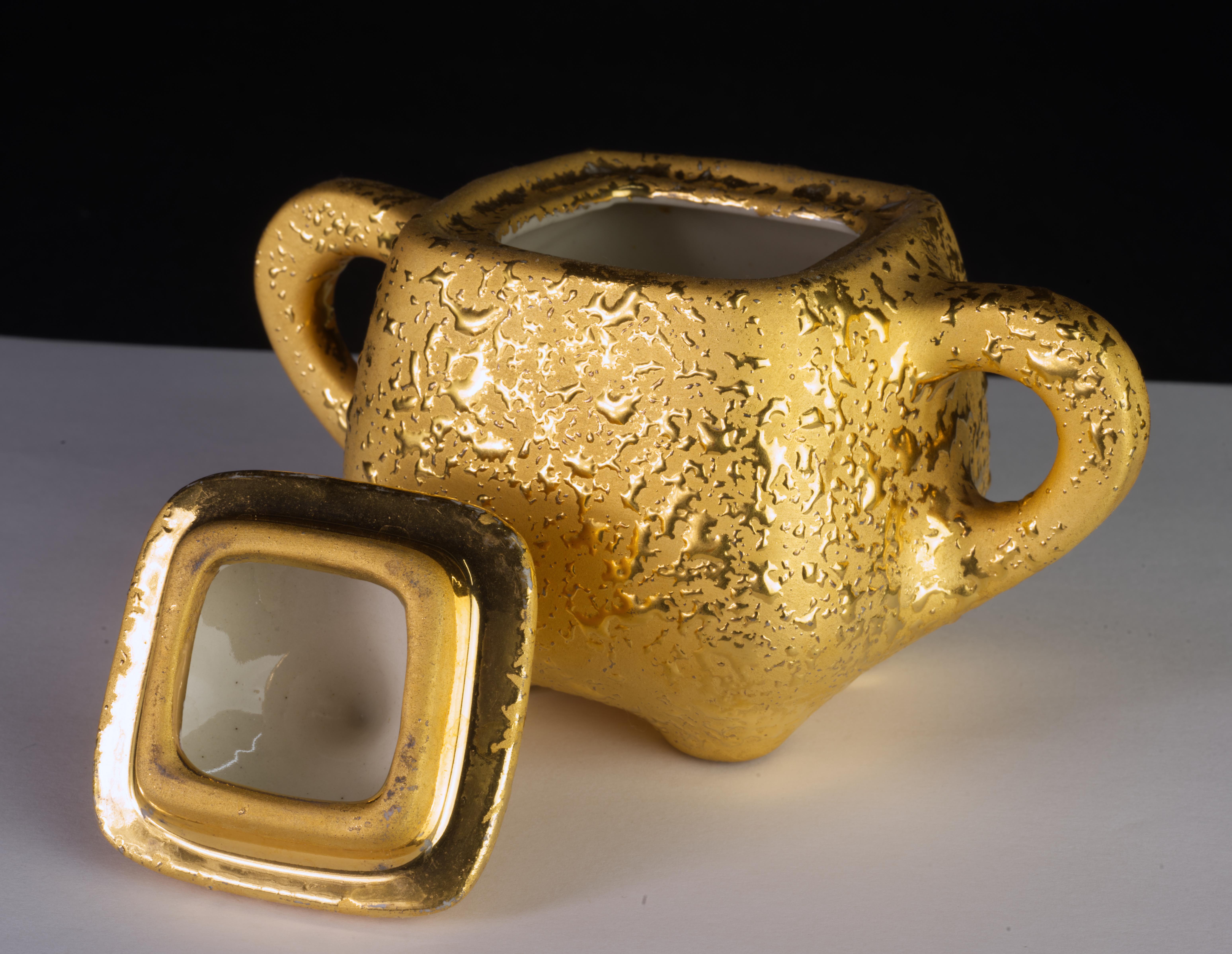 Weeping Gold Set Mid Century Modernity Crémier, Sucrier, Aiguière en vente 3