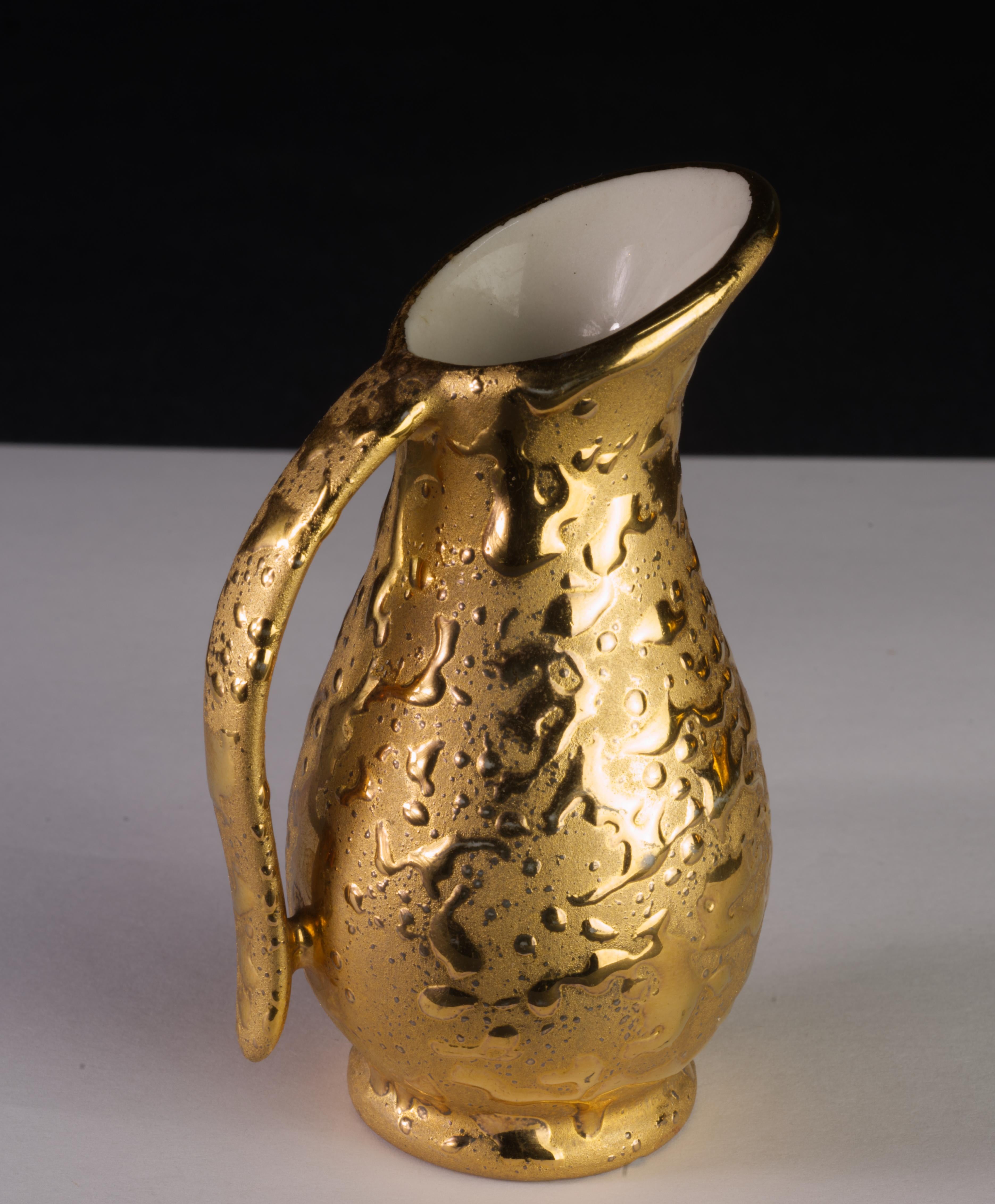 Weeping Gold Set Mid Century Modernity Crémier, Sucrier, Aiguière en vente 5