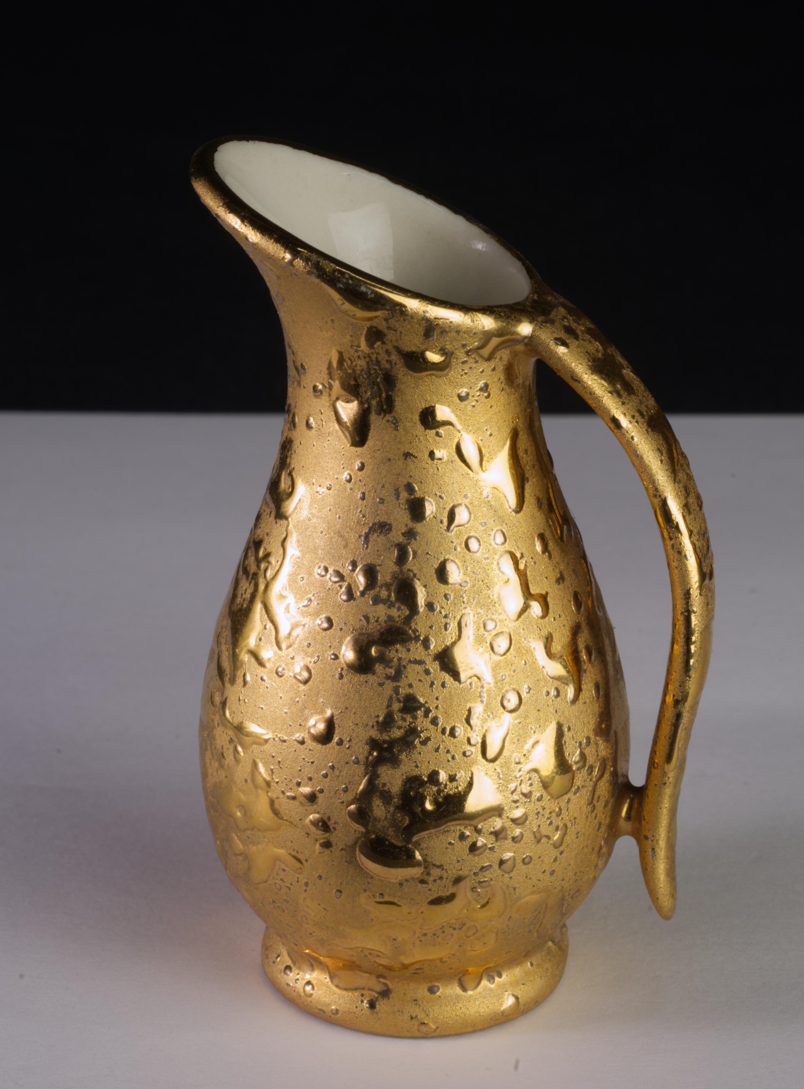 Weeping Gold Set Mid Century Modernity Crémier, Sucrier, Aiguière en vente 6