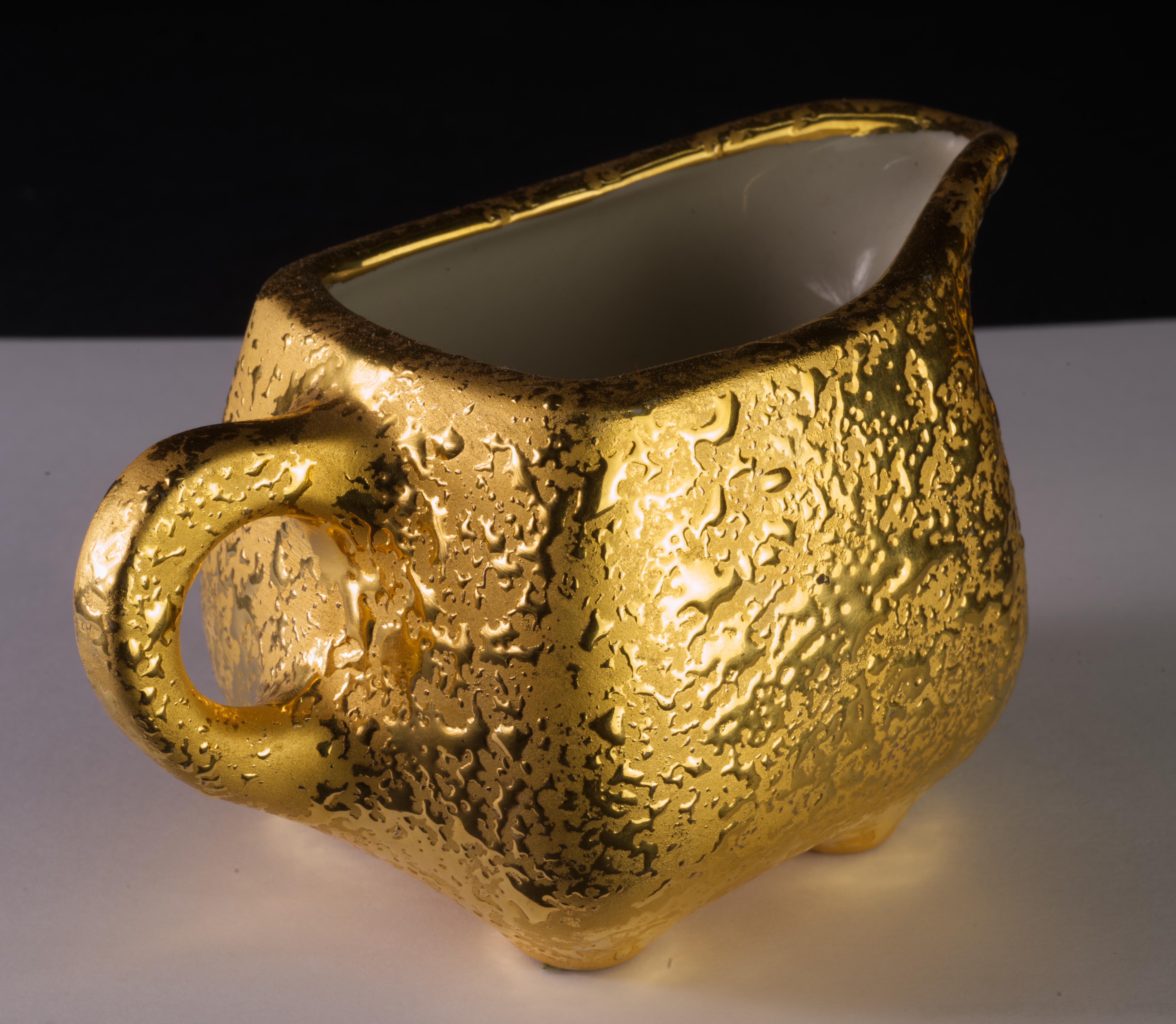 Vernissé Weeping Gold Set Mid Century Modernity Crémier, Sucrier, Aiguière en vente