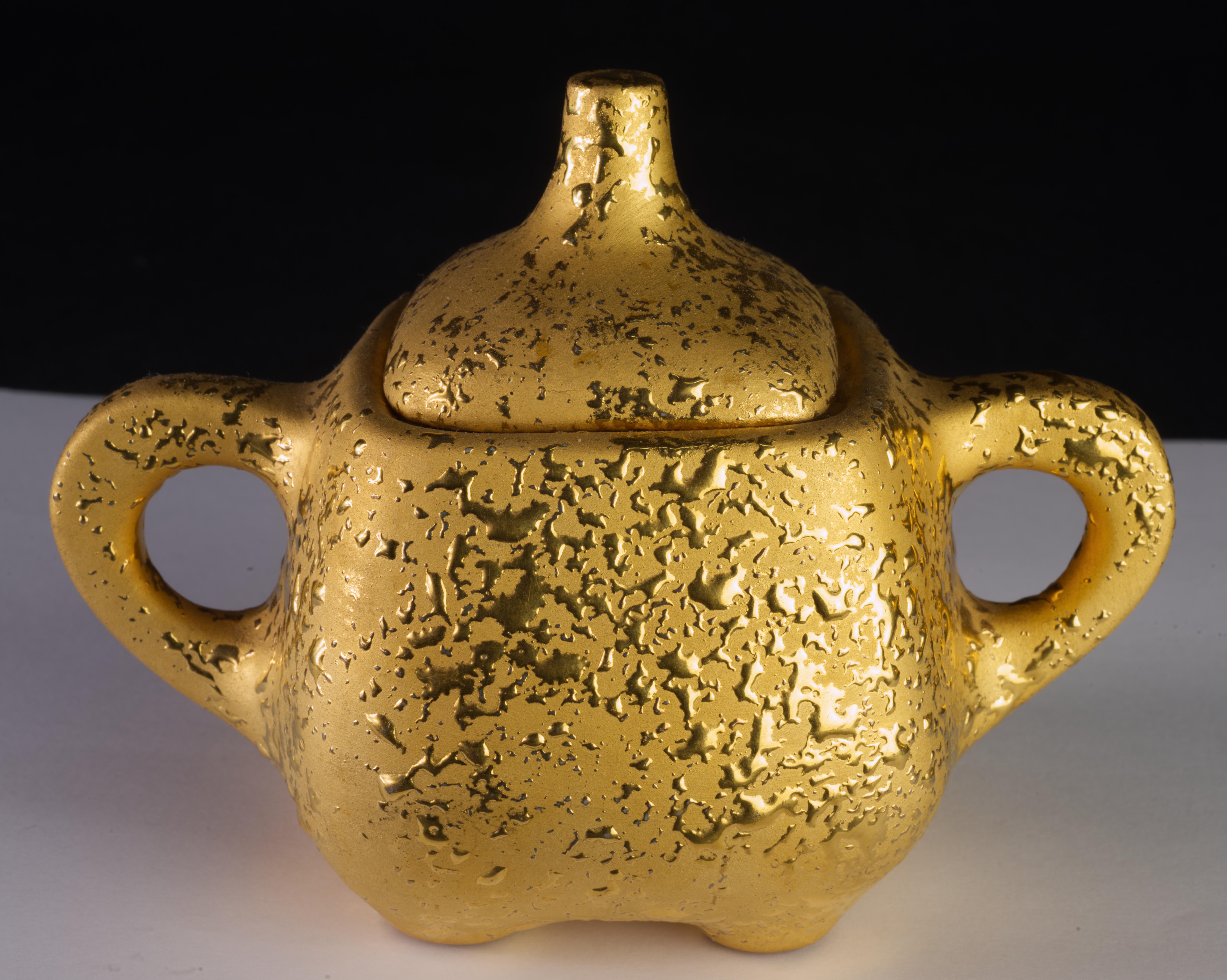 Céramique Weeping Gold Set Mid Century Modernity Crémier, Sucrier, Aiguière en vente