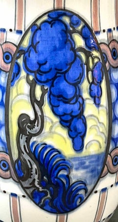 " Arbres pleureurs ", vase de style High Style Deco en cobalt par Leduc pour Sèvres, 1925.