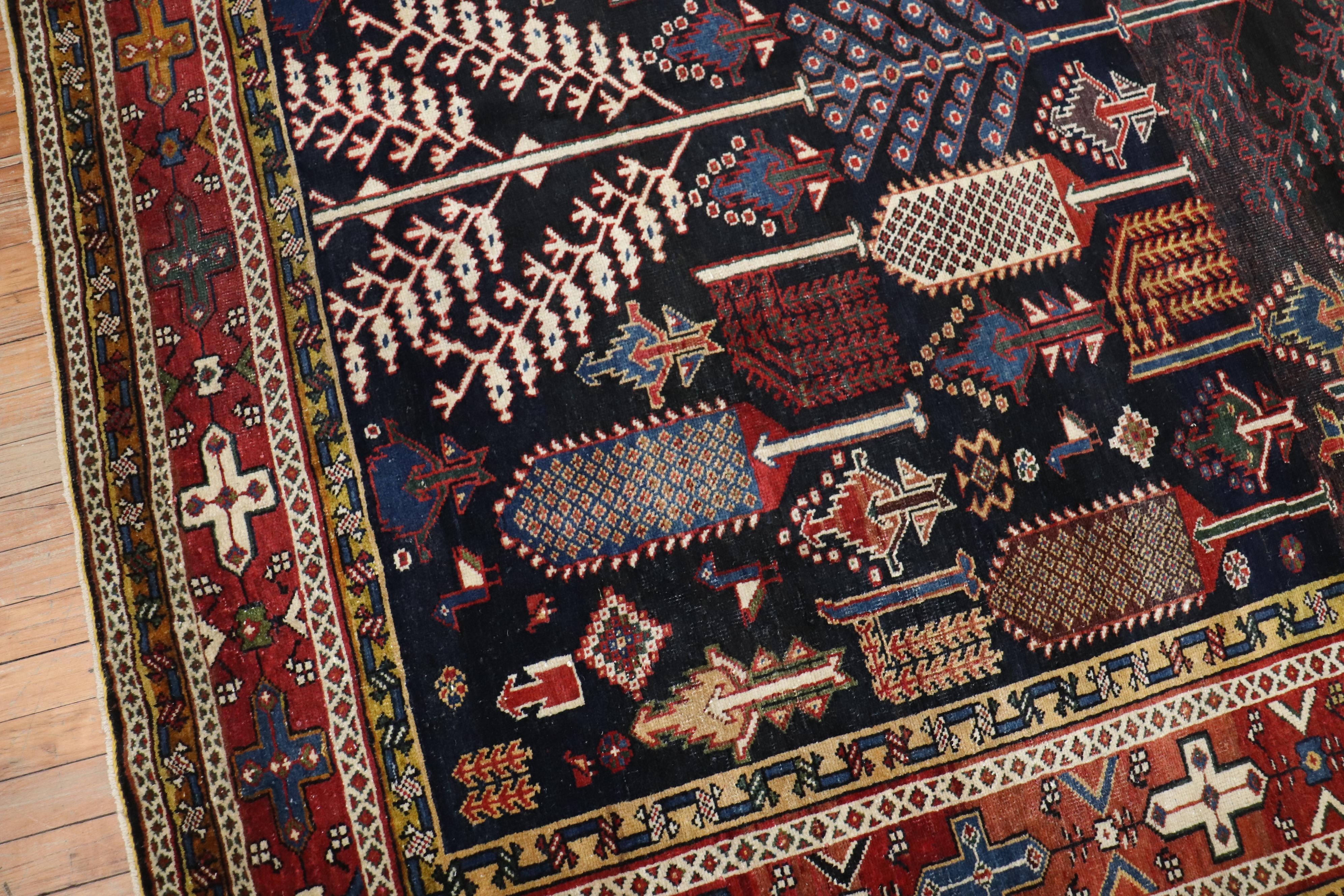Antiker persischer Bakhtiari-Teppich mit Weeping-Baumwolle 2
