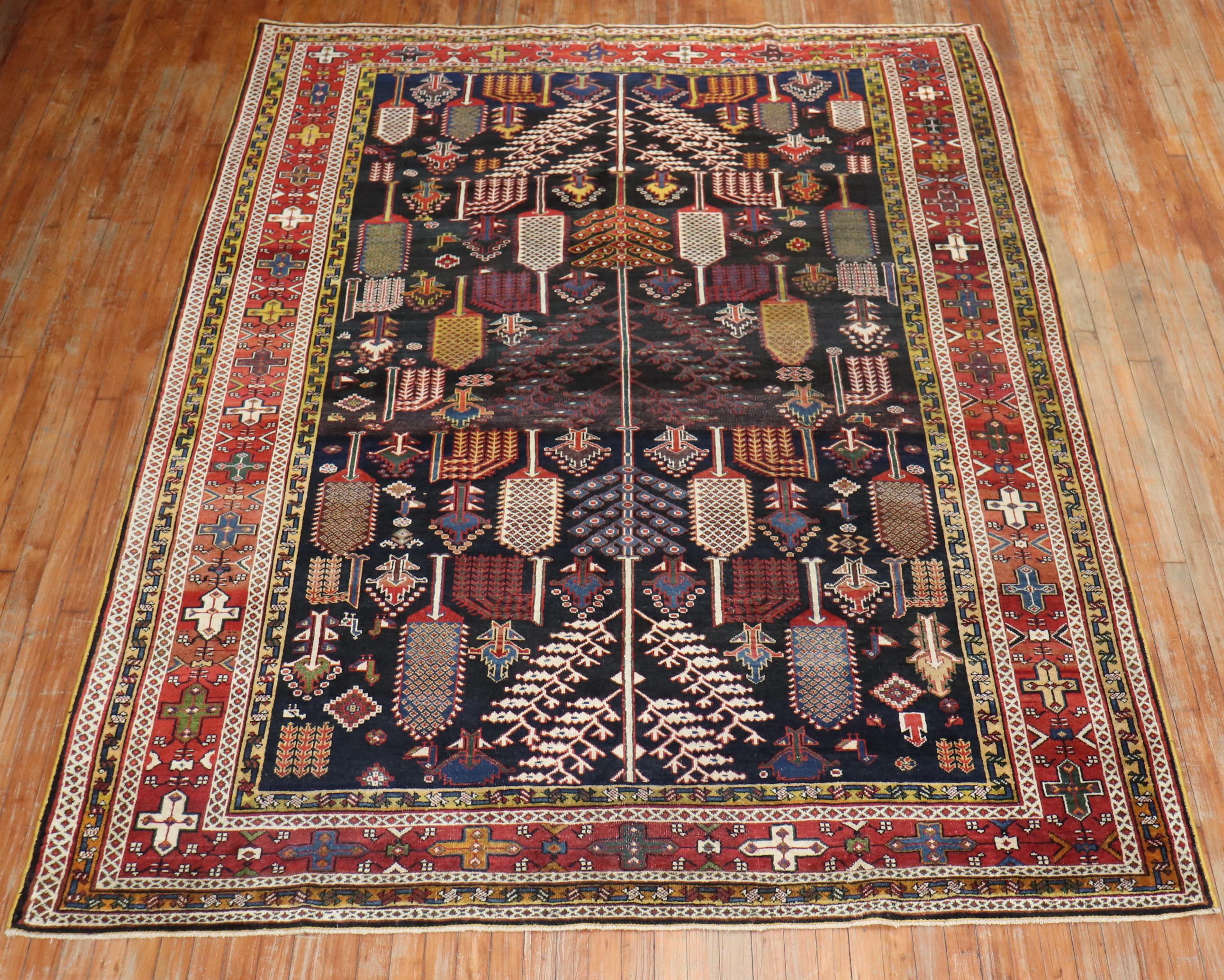 Antiker persischer Bakhtiari-Teppich mit Weeping-Baumwolle 3