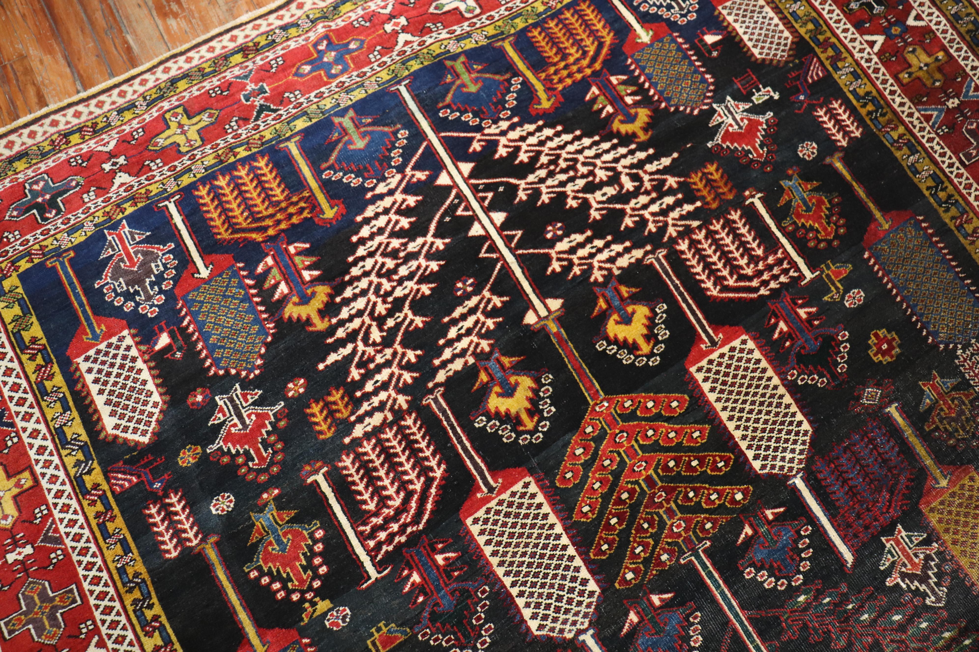 Wool Weeping Willow Tree Antique Persian Bakhtiari Rug