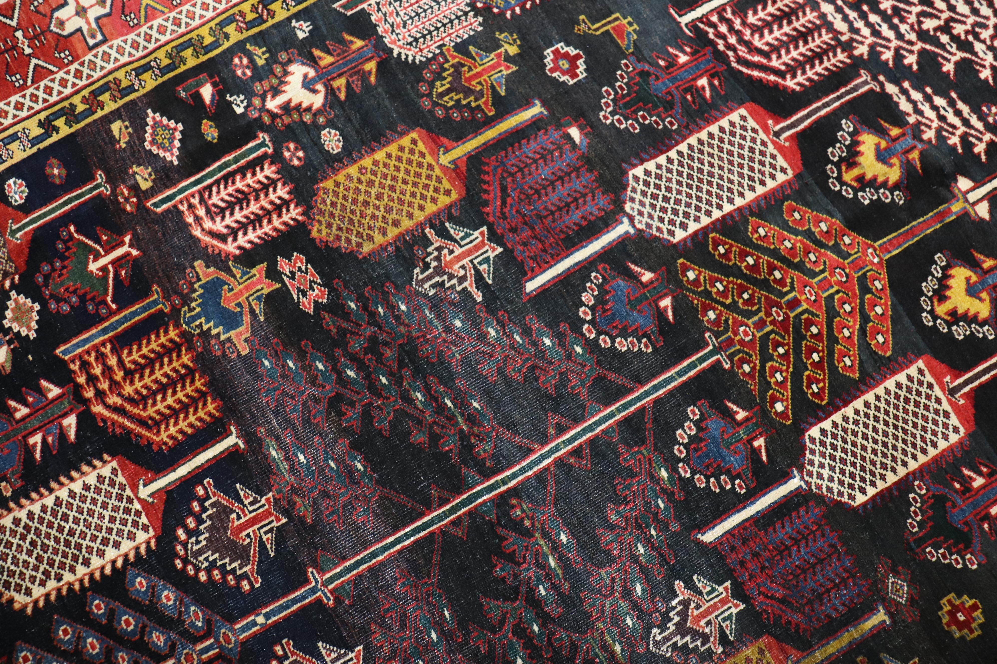 Antiker persischer Bakhtiari-Teppich mit Weeping-Baumwolle 1