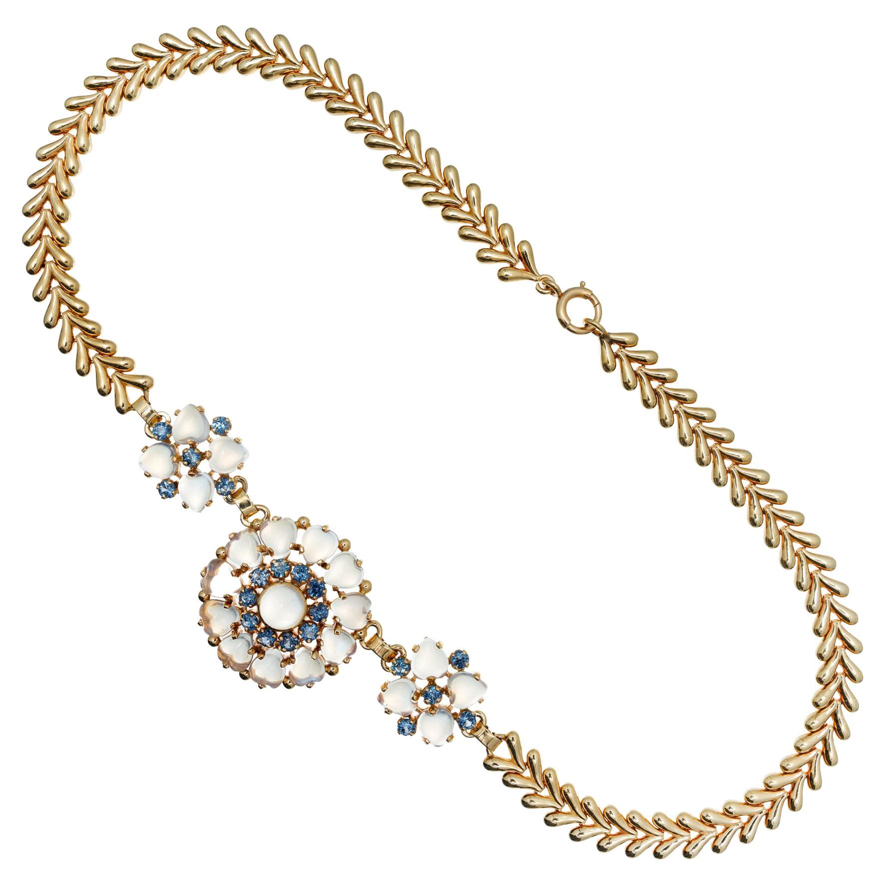 Wefferling Berry & Co. GIA 23.00 Carat Moonstone Sapphire Yellow Gold Necklace For Sale