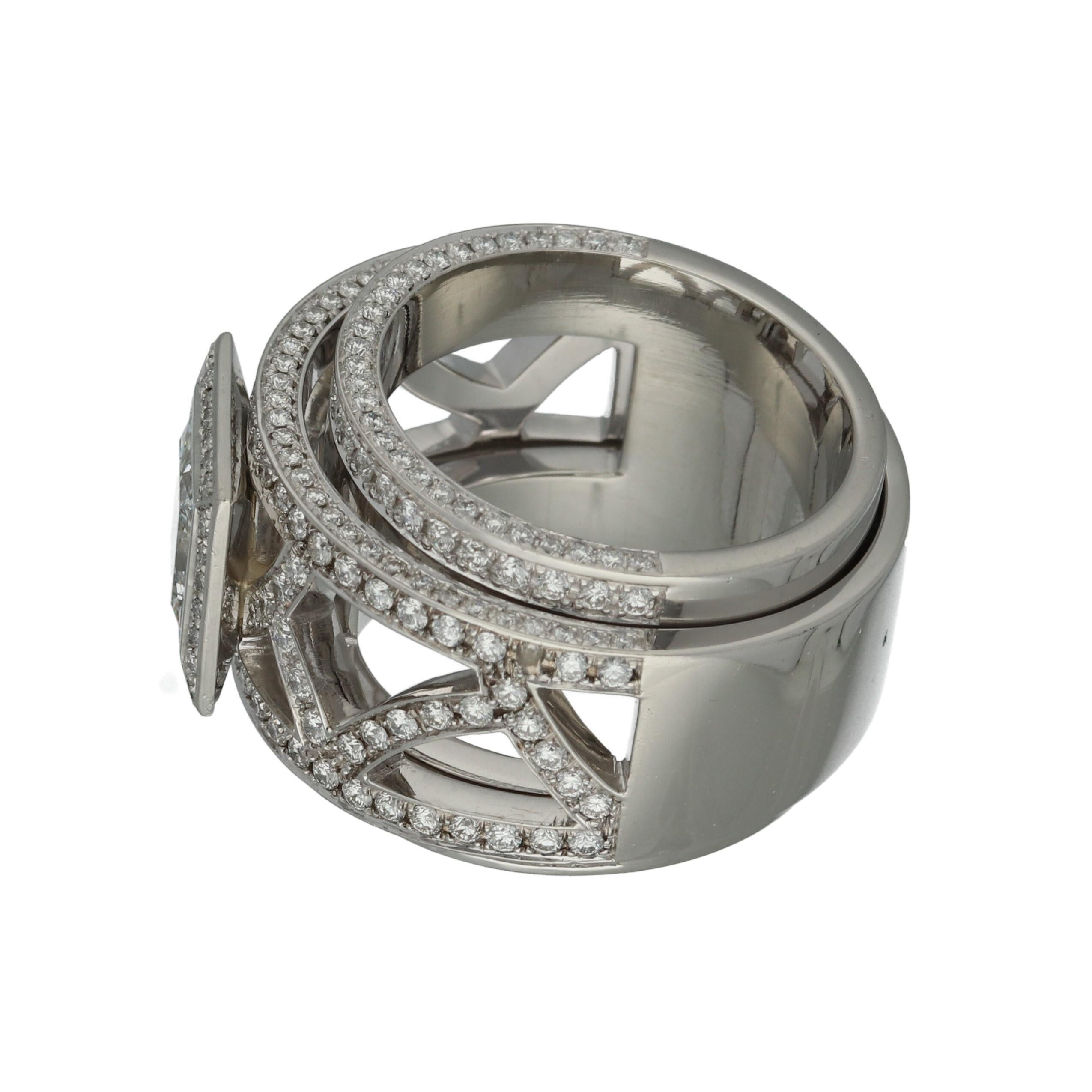 Weggenmann 'Euphoria' Platinum Diamonds Cocktail Ring For Sale 2