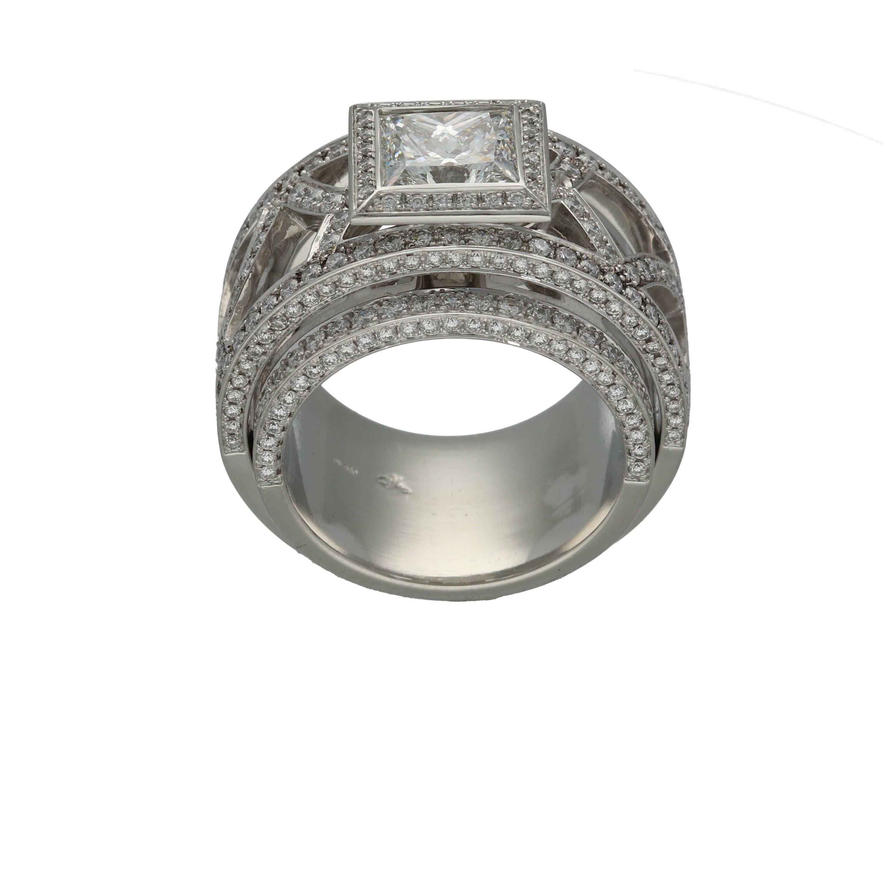 Princess Cut Weggenmann 'Euphoria' Platinum Diamonds Cocktail Ring For Sale