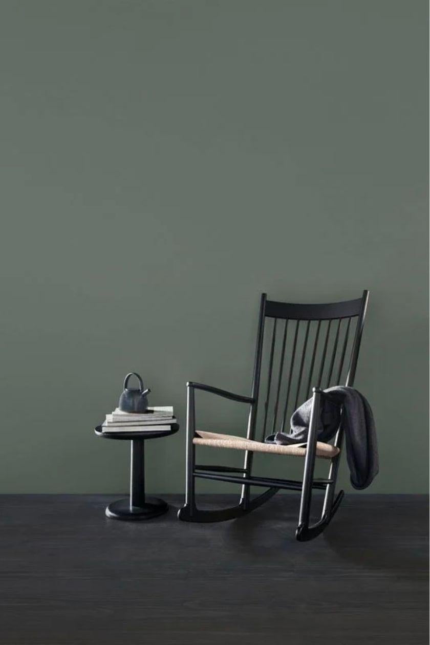 Scandinavian Modern Wegner J16 Rocking Chair - Black Lacquer Oak/Natural Paper Cord by HansJ.Wegner  For Sale