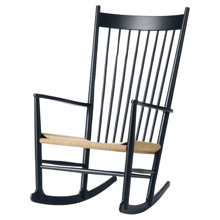 Wegner J16 Rocking Chair - Black Lacquer Oak/Natural Paper Cord by HansJ.Wegner  For Sale
