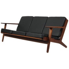 Wegner Three-Seat Sofa, Model 290/3, Smoked Oak and Leather