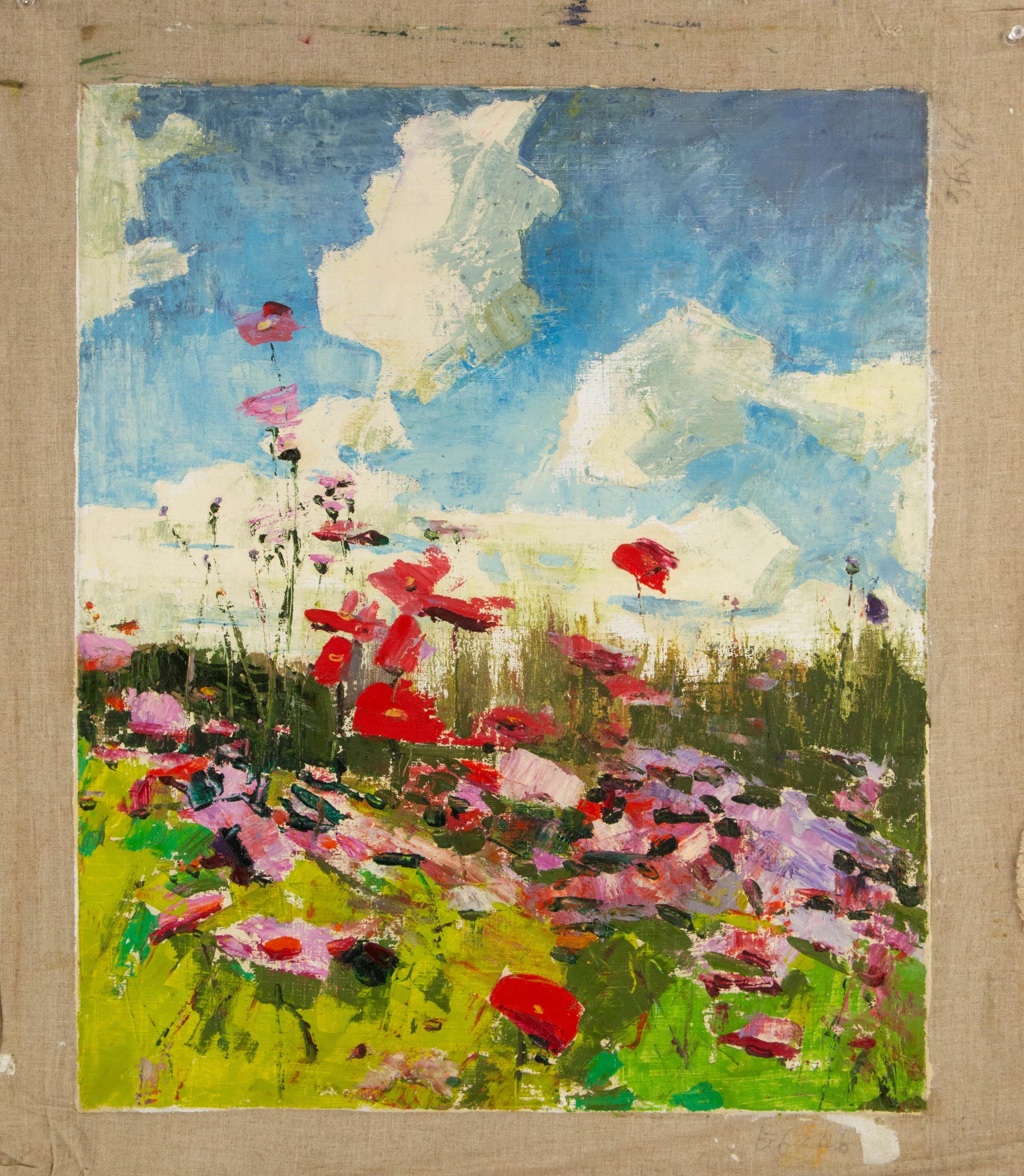 Wei Wang, geblümtes Original Ölgemälde auf Leinwand, Ölgemälde „Brunnen und Blumen, Serie I“, Wei Wang im Angebot 7