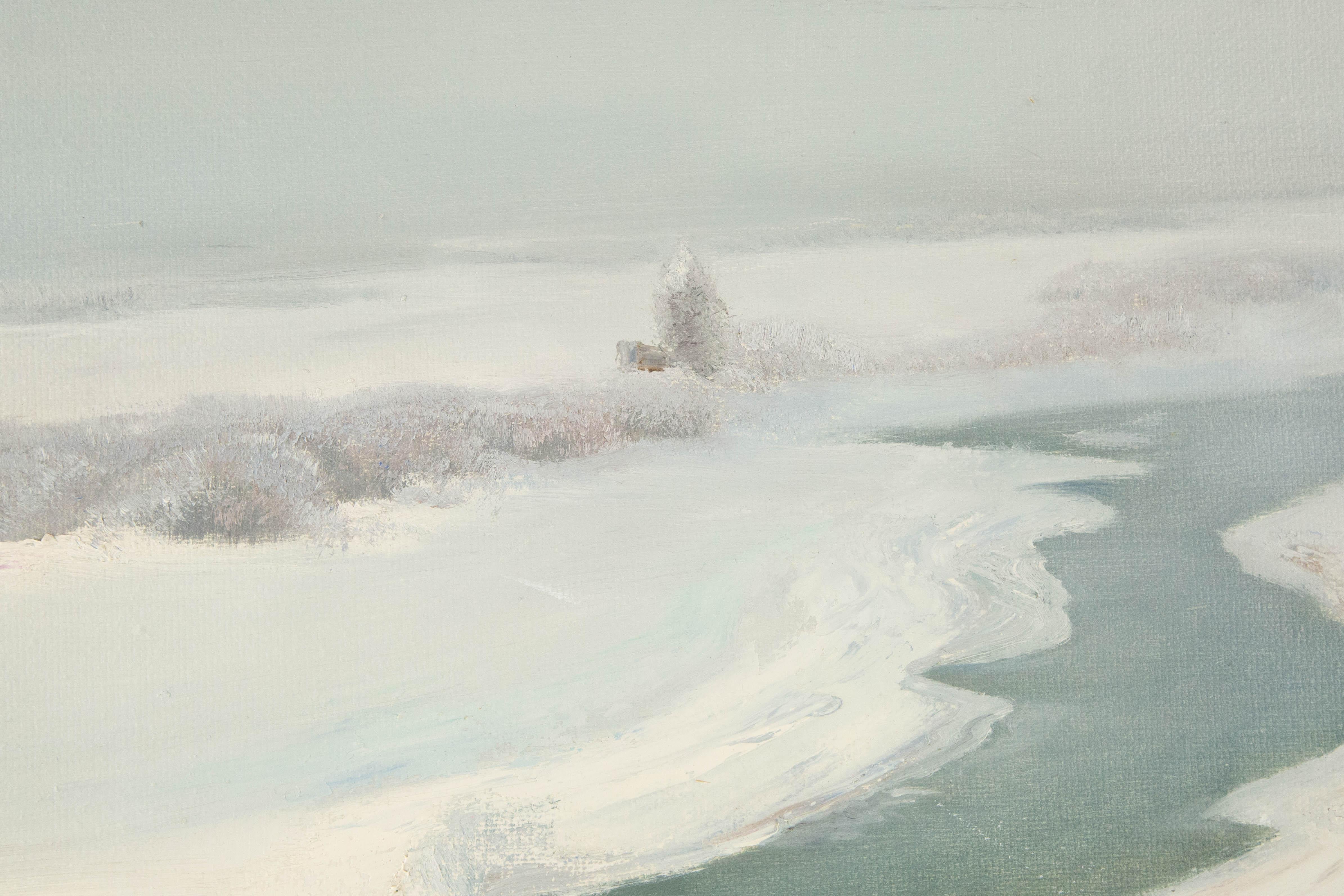 Wei Wang Landschaft, Original, Öl auf Leinwand, „Glacier“, Wei Wang im Angebot 1