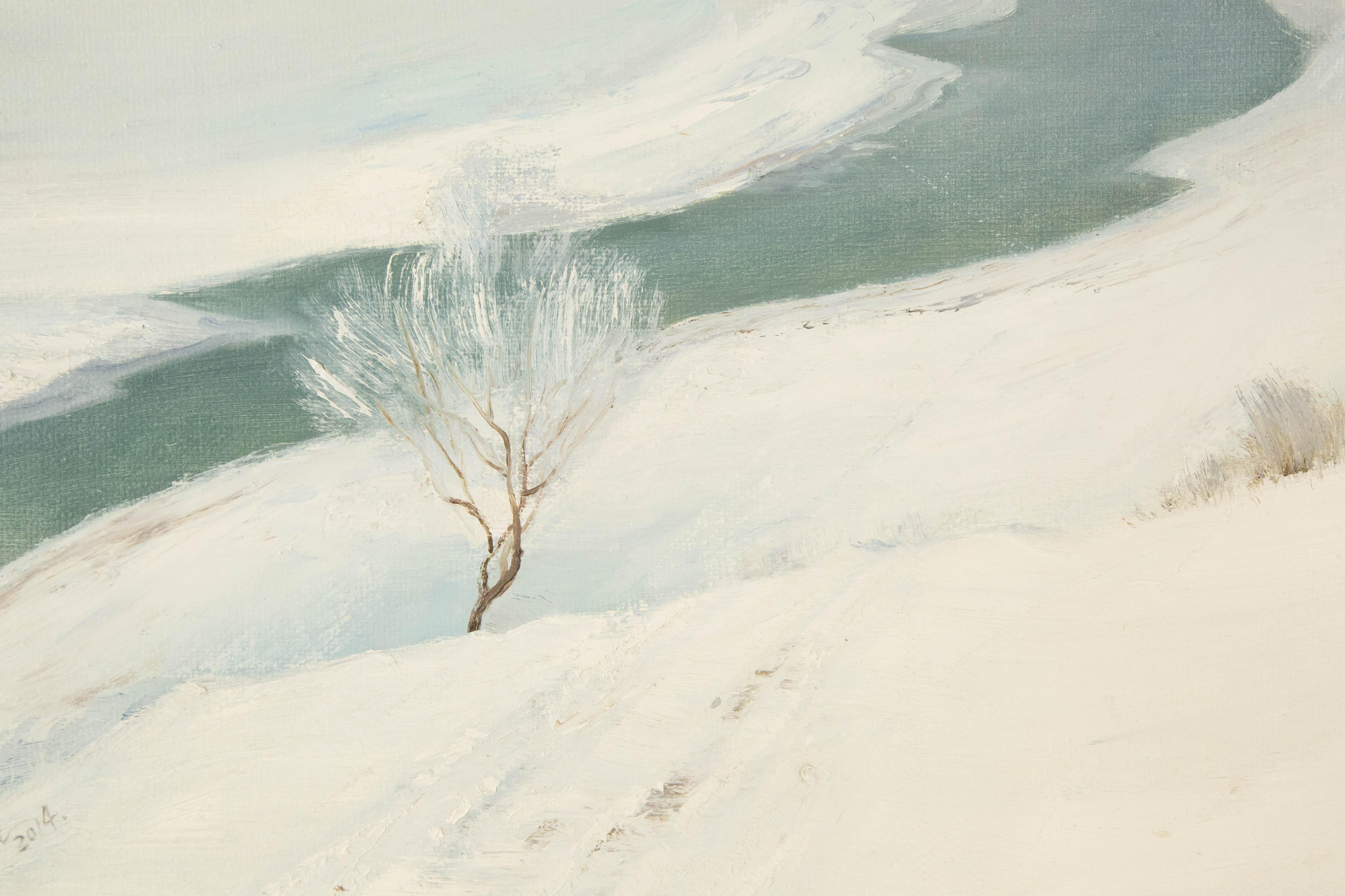 Wei Wang Landschaft, Original, Öl auf Leinwand, „Glacier“, Wei Wang im Angebot 2