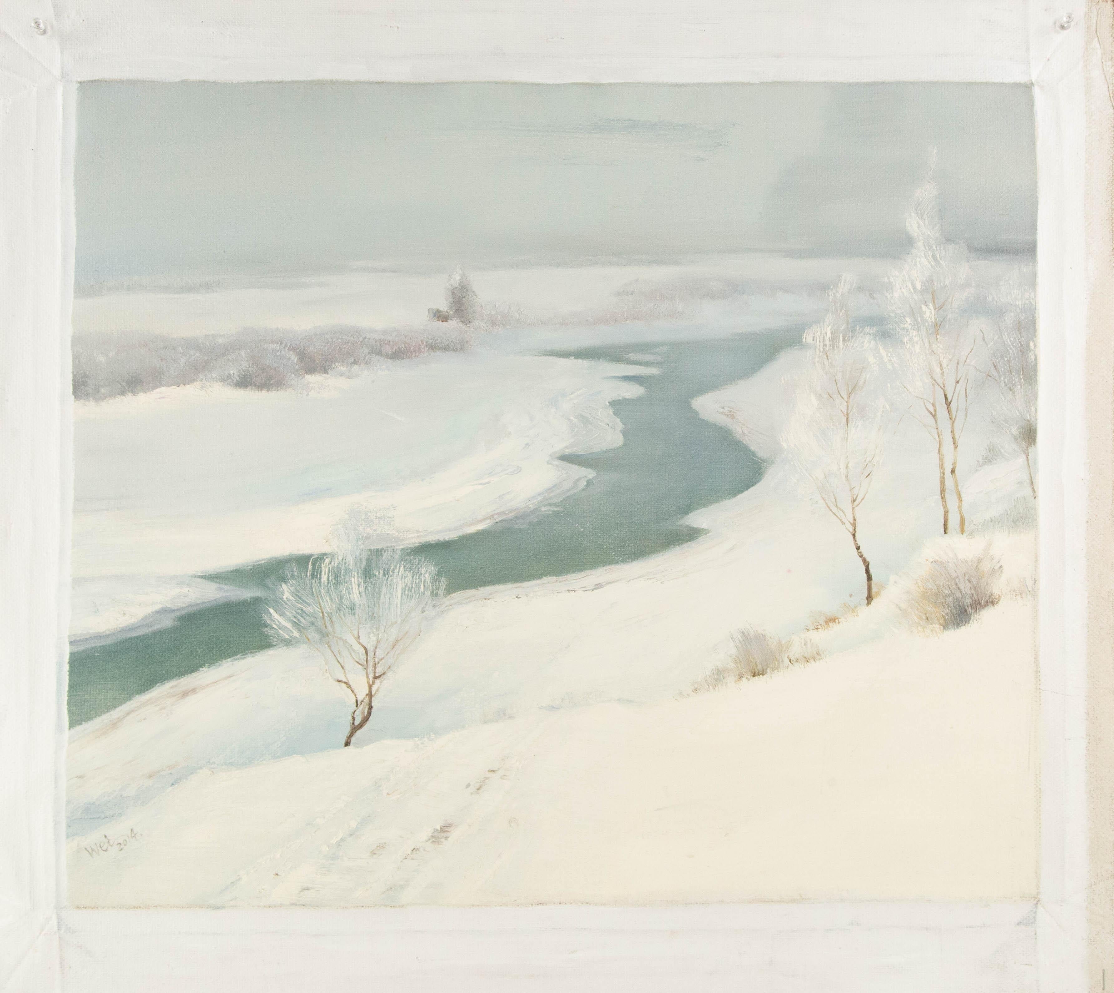 Wei Wang Landschaft, Original, Öl auf Leinwand, „Glacier“, Wei Wang im Angebot 7