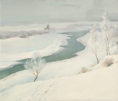 Wei Wang Landscape Original Oil On Canvas "Glacier"