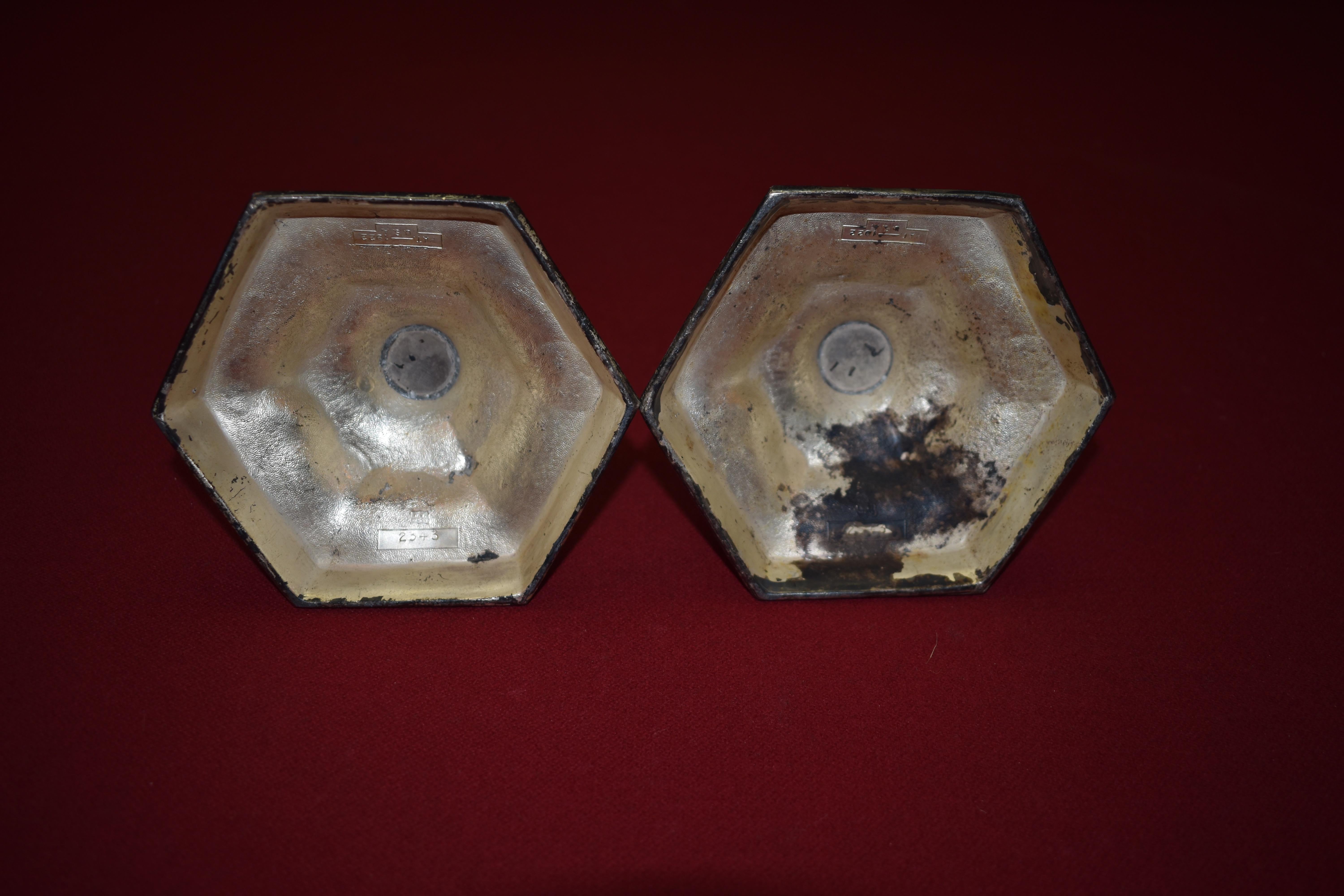 Weidlich Bros. Silver Plate Candle Holders circa 1922 Bridgeport, Ct  In Good Condition For Sale In Billerica, MA