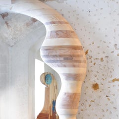 Contemporary Sculptural Wall Mirror in Wood and Resin by Andrea Zambelli