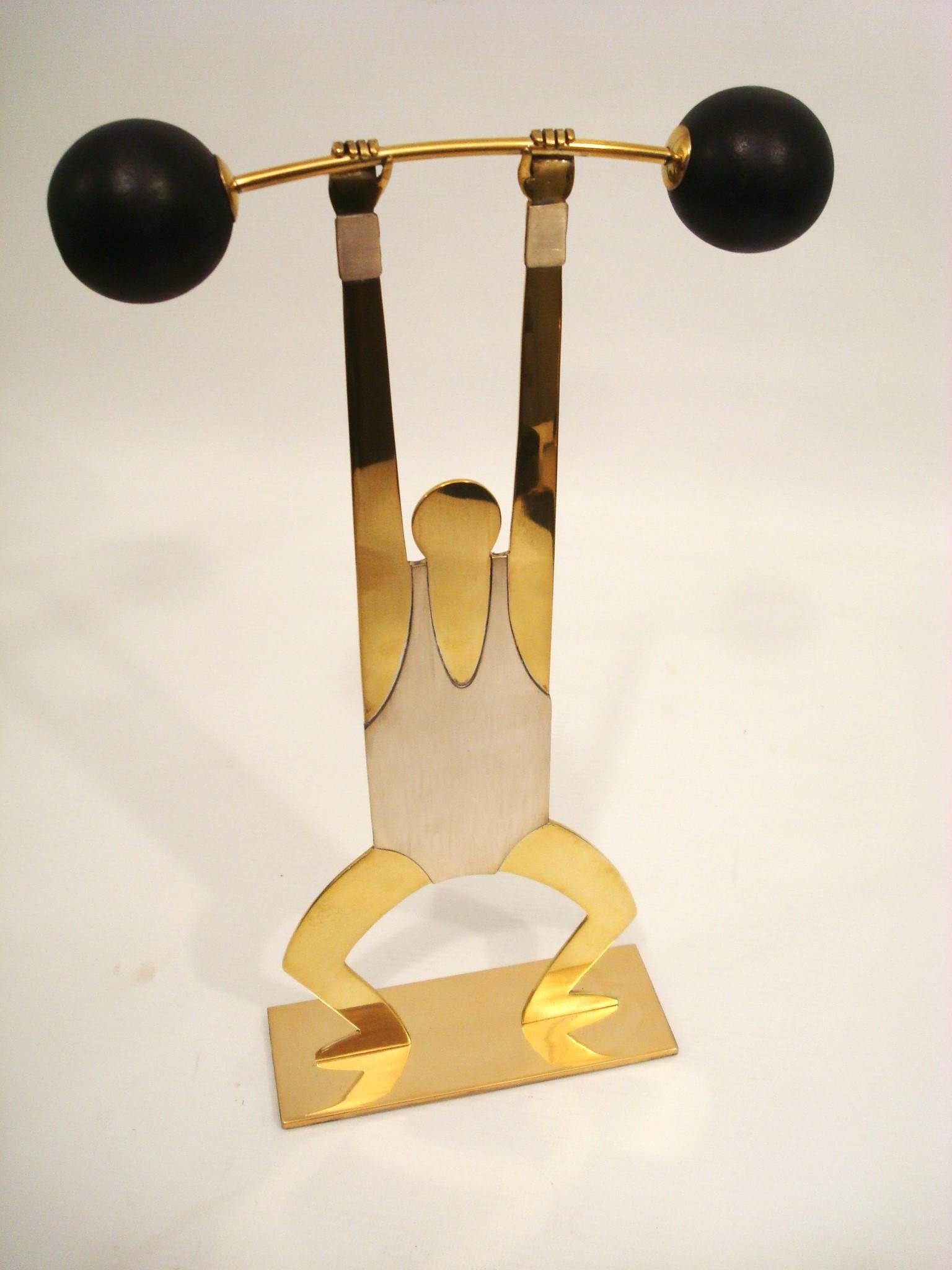 Brass Weightlifter Hagenauer Mid-Century / Art Deco Sculpture, Austria, 1930 For Sale