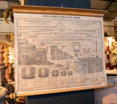 Weights and Coins Measurements Explanatory Scroll with Gilded Wooden Frame