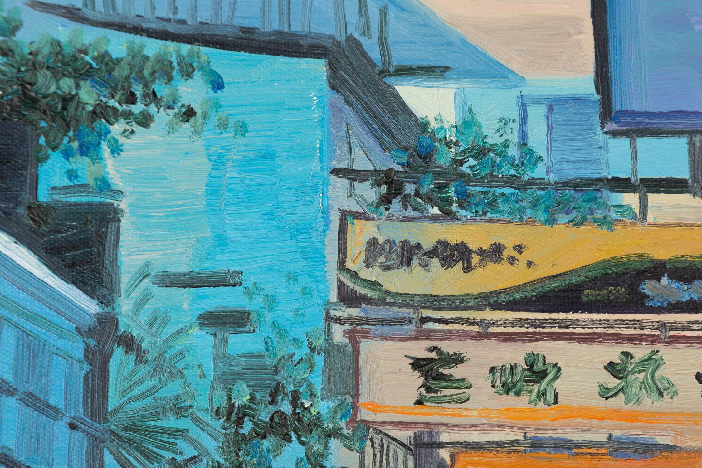 Impressionistisches Original-Ölgemälde „Trace – Der Nachtmarkt“ von Weiguo Zhang, Original im Angebot 2